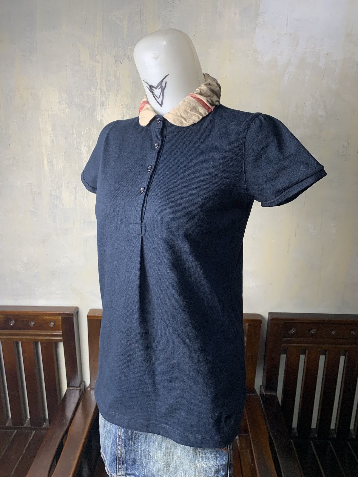 Burberry Burberry Black Cloud Collar Nova Check Fitted Polo Shirt Size S / US 4 / IT 40 - 2 Thumbnail