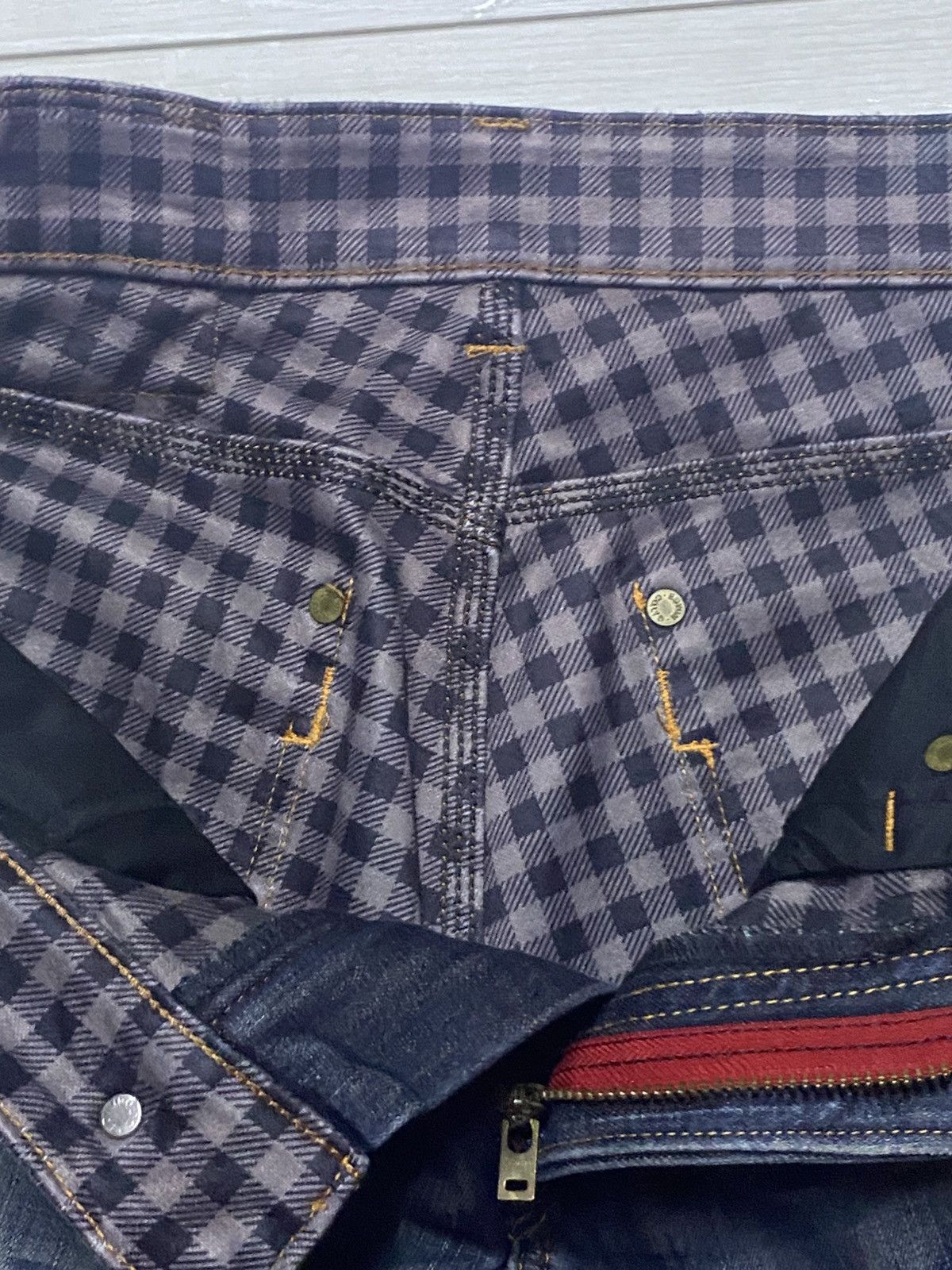 Junya Watanabe Vintage Edwin 503 Blue Trip Whisker Little Bootcut Jeans Size US 33 - 14 Thumbnail