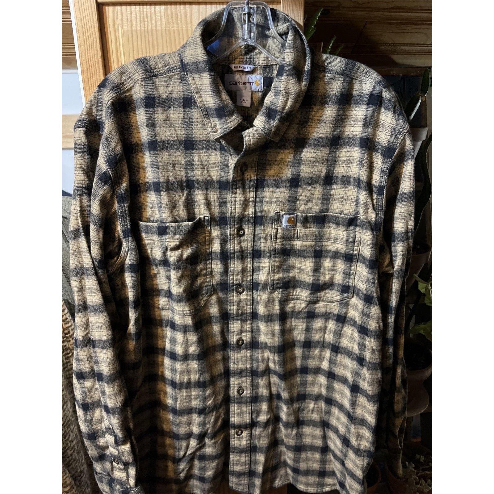 Carhartt Carhartt Shirt Mens L Brown Plaid Outdoor Relaxed Fit Button Size US L / EU 52-54 / 3 - 2 Thumbnail