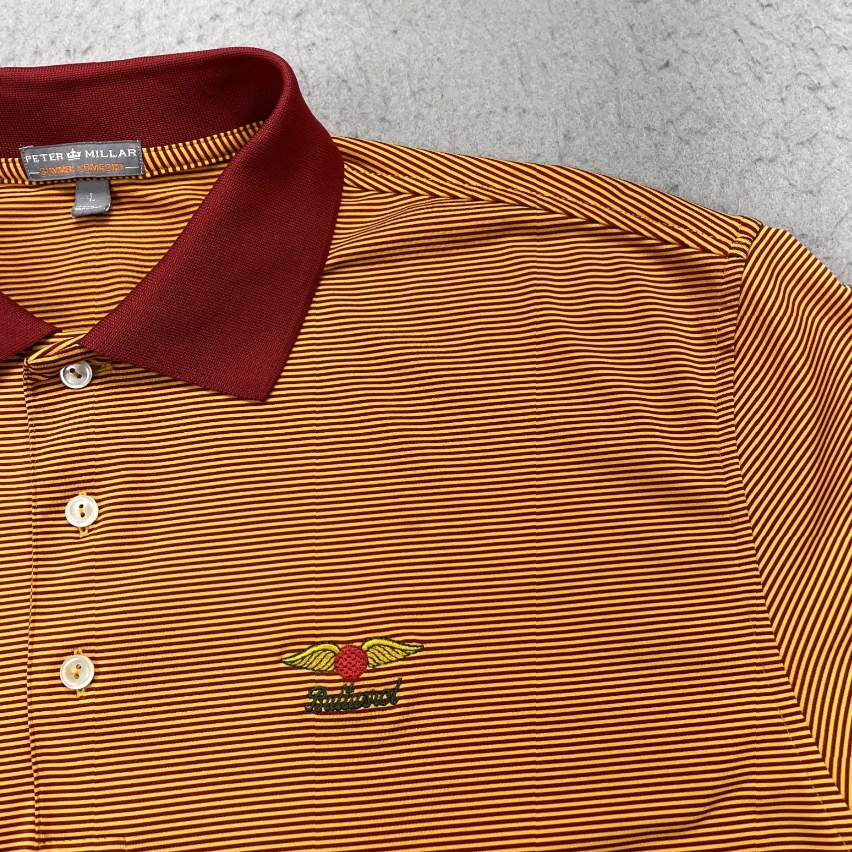 Peter Millar Peter Millar Polo Shirt Mens L Orange Striped Summer Comfort Golf Shirt Polo Men’s Orange Misc Sports Logo Vintage: No Size US L / EU 52-54 / 3 - 3 Thumbnail