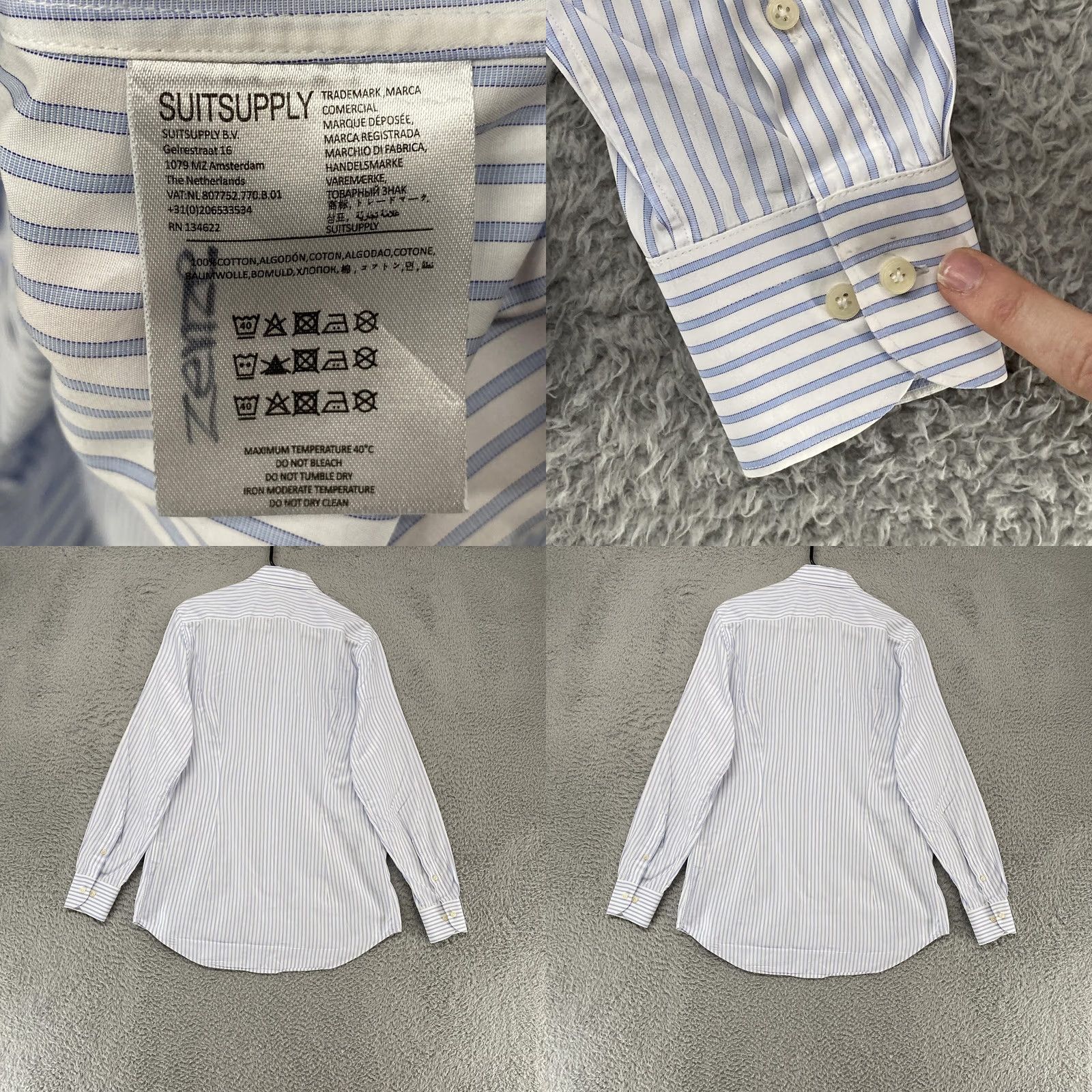 Suitsupply Suitsupply Dress Shirt Mens 15.5 Slim Fit Striped Egyptian Cotton Long Sleeve 39 Size 42R - 8 Thumbnail