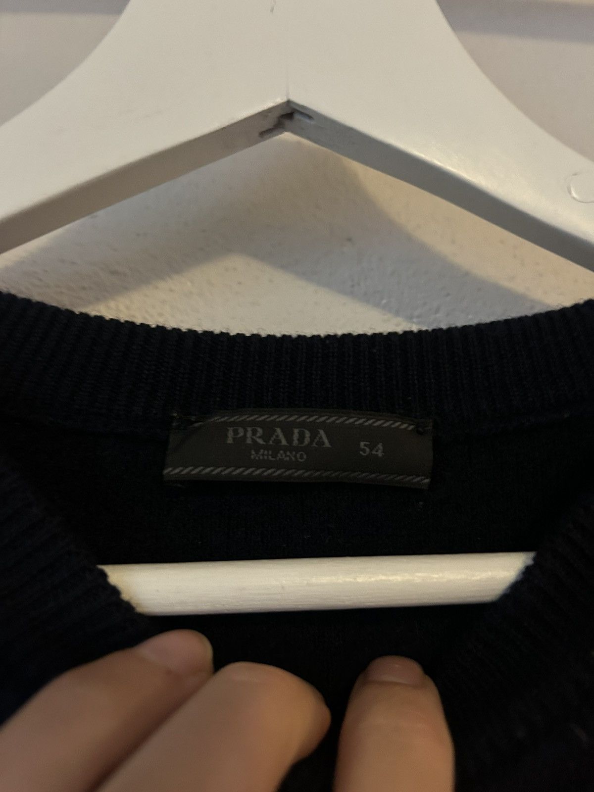 Prada Prada Navy Wool Sweater with Nylon Paneling, Size 54 Size US L / EU 52-54 / 3 - 6 Thumbnail