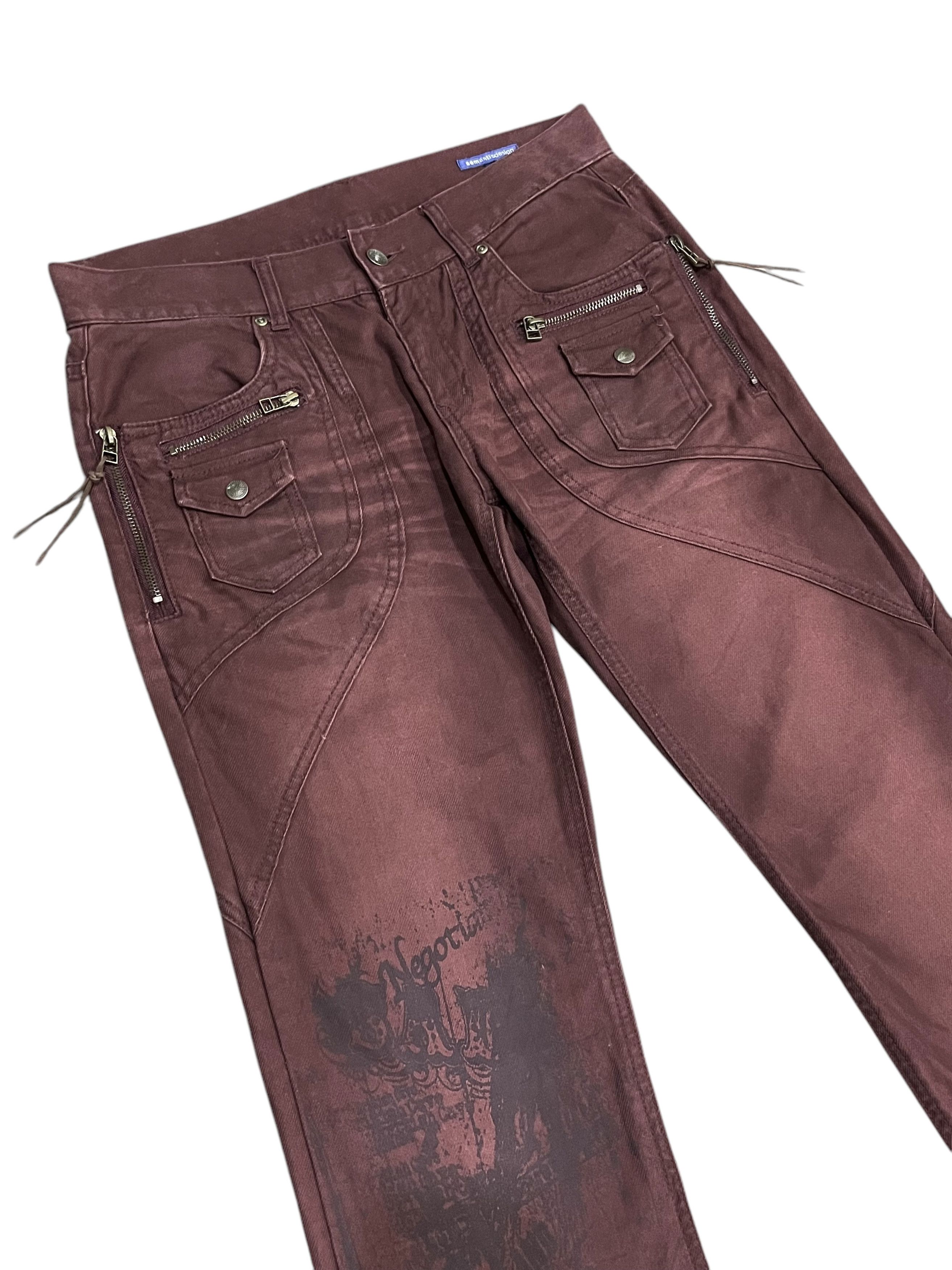 semanticdesign SEMANTIC DESIGN Grunge Smokes Maroon Flare Undercover Style Size US 31 - 2 Thumbnail