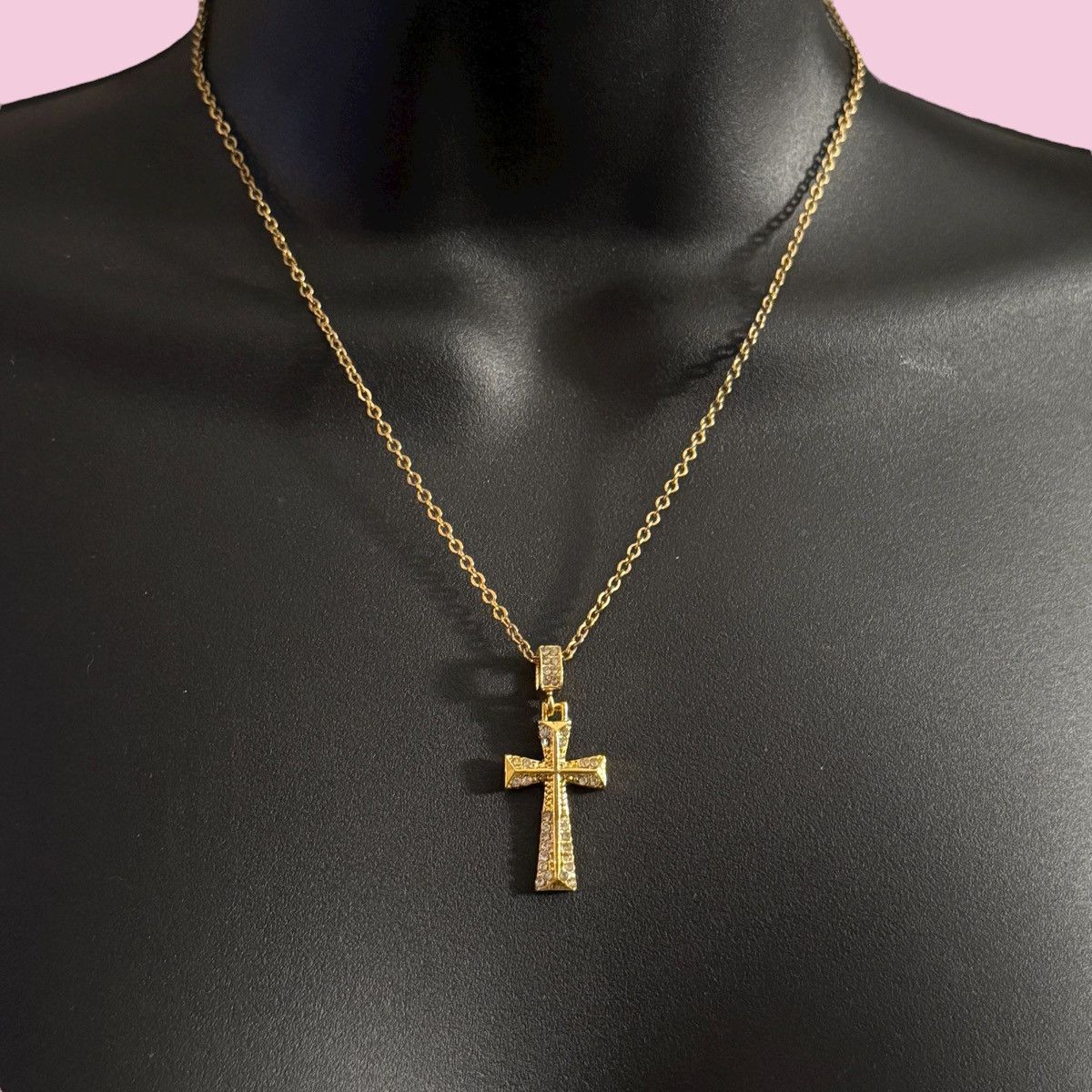Other Gold tone rhinestone cross pendant necklace Size ONE SIZE - 1 Thumbnail