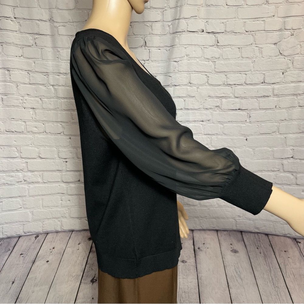 Adrianna Papell NWT New $89 Adrianna Papell 3/4 Chiffon Sleeve Knit Black T Size XXL / US 16-18 / IT 52-54 - 3 Thumbnail