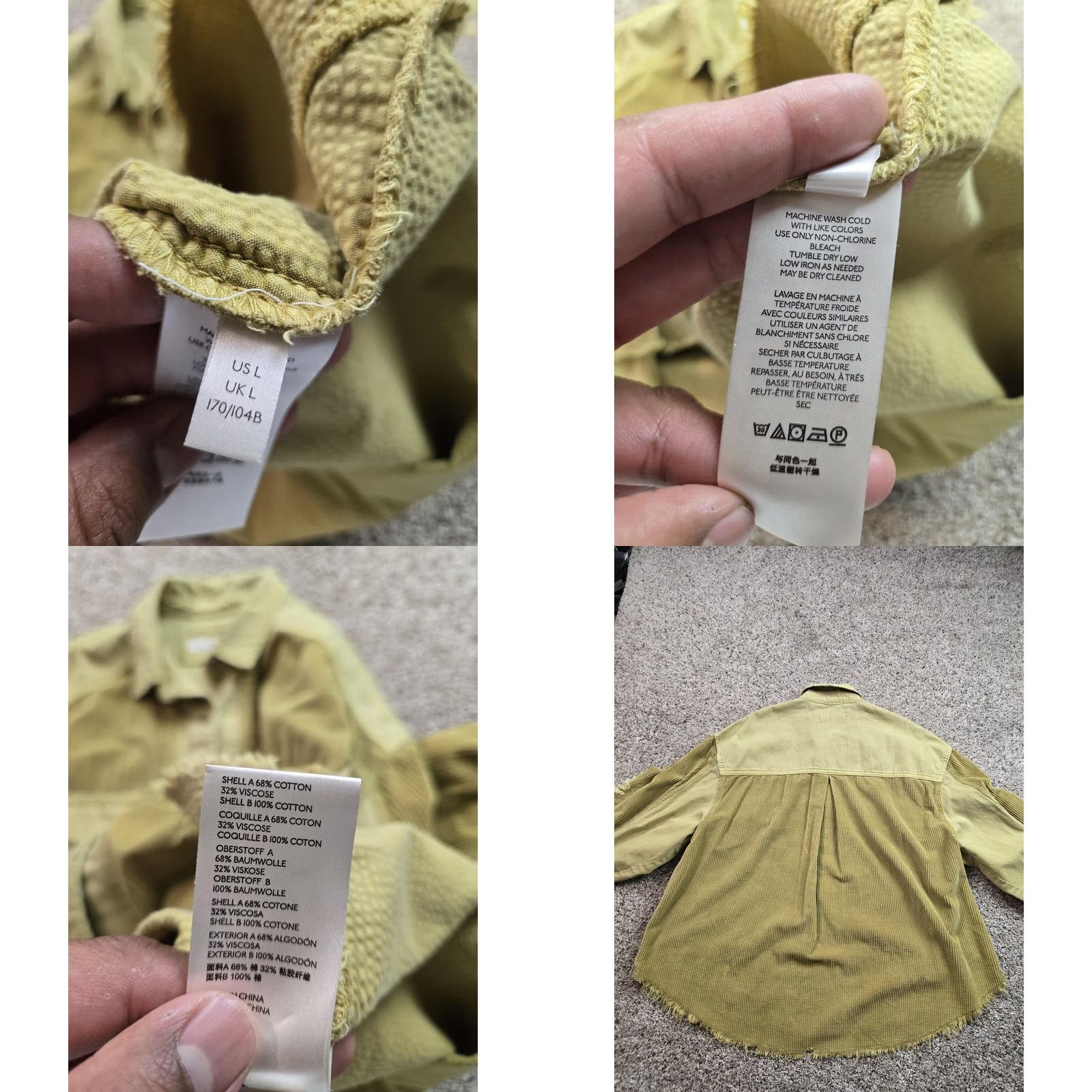 Vintage We The Free Corduroy Shirt Jacket Womens Large Green Button Up Long Sleeve Size M / US 6-8 / IT 42-44 - 8 Thumbnail