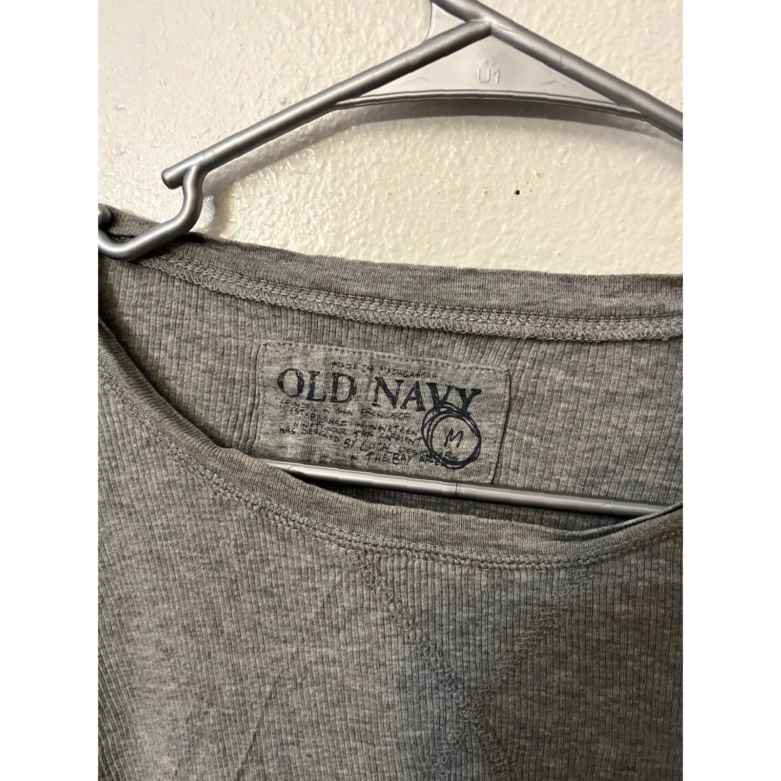 Old Navy Old Navy Mens Medium Gray Thermal Long Sleeve Waffle Knit Shirt T-Shirt Sock? Size US M / EU 48-50 / 2 - 3 Thumbnail