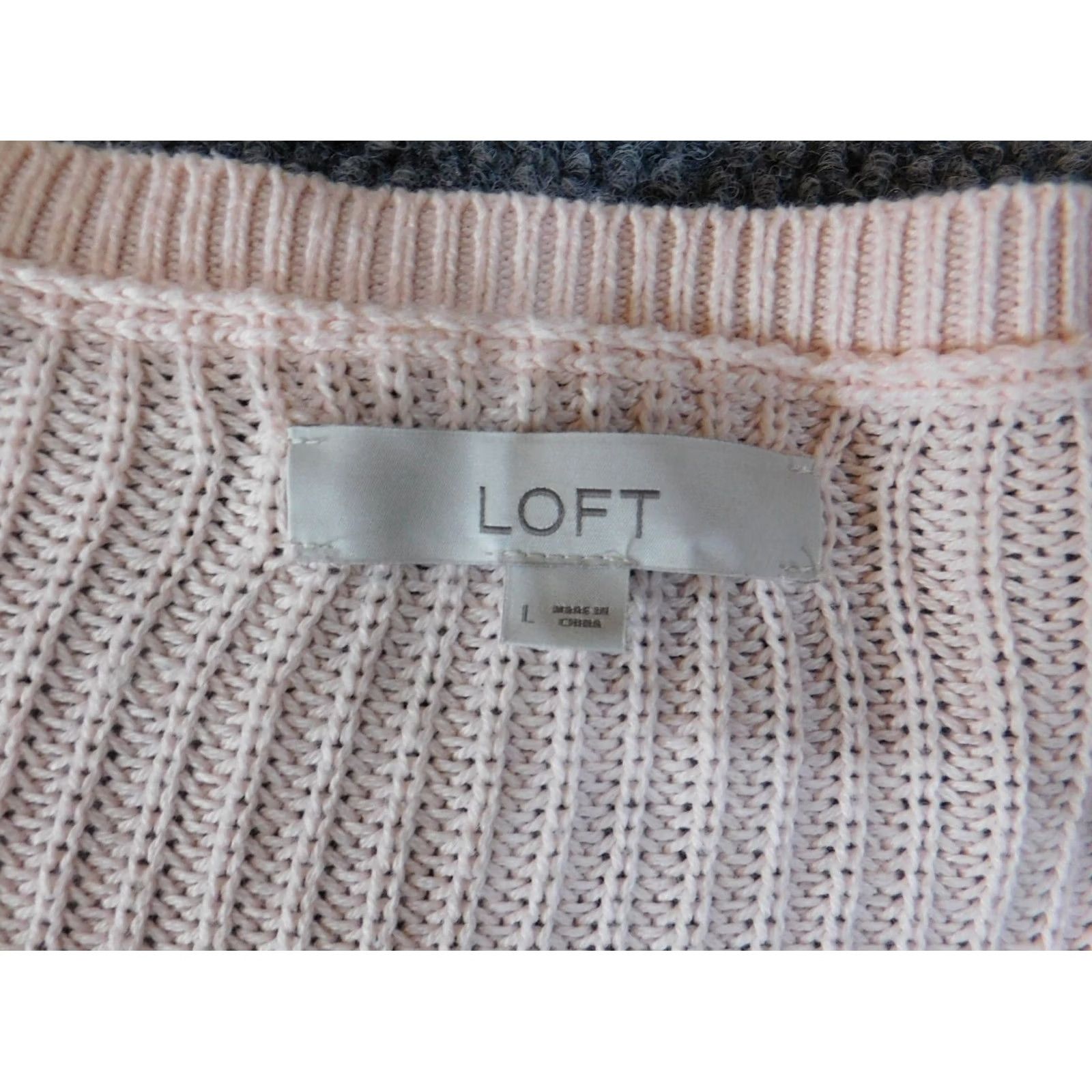 Loft LOFT Pink Large Knit Pullover Crewneck Sweater Womens Regular Long Sleeve Rib Knit Stretch Knit Solid Size L / US 10 / IT 46 - 4 Thumbnail