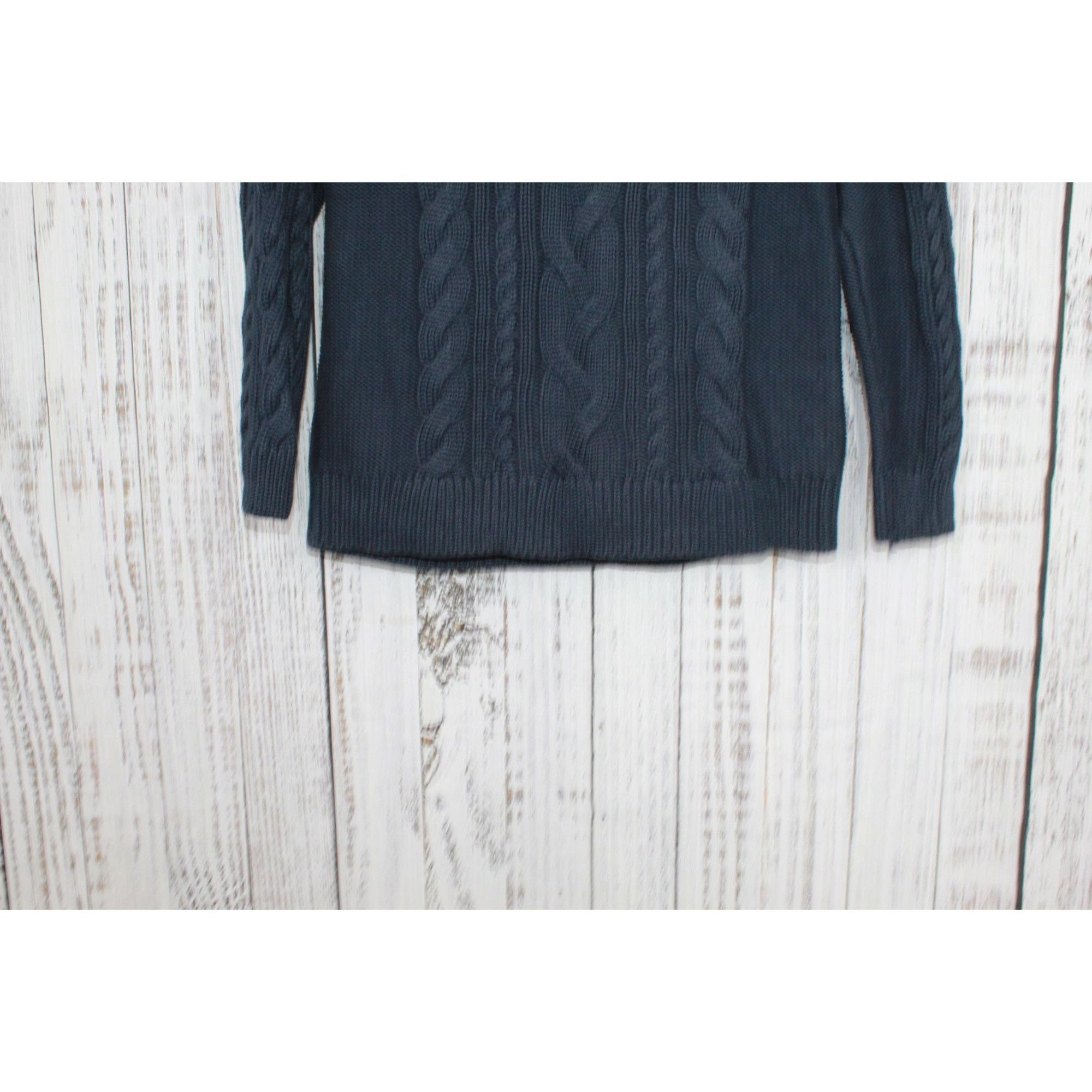 L.L. Bean LL Bean Women’s Double L Navy Cable Funnelneck Sweater Size L / US 10 / IT 46 - 8 Thumbnail