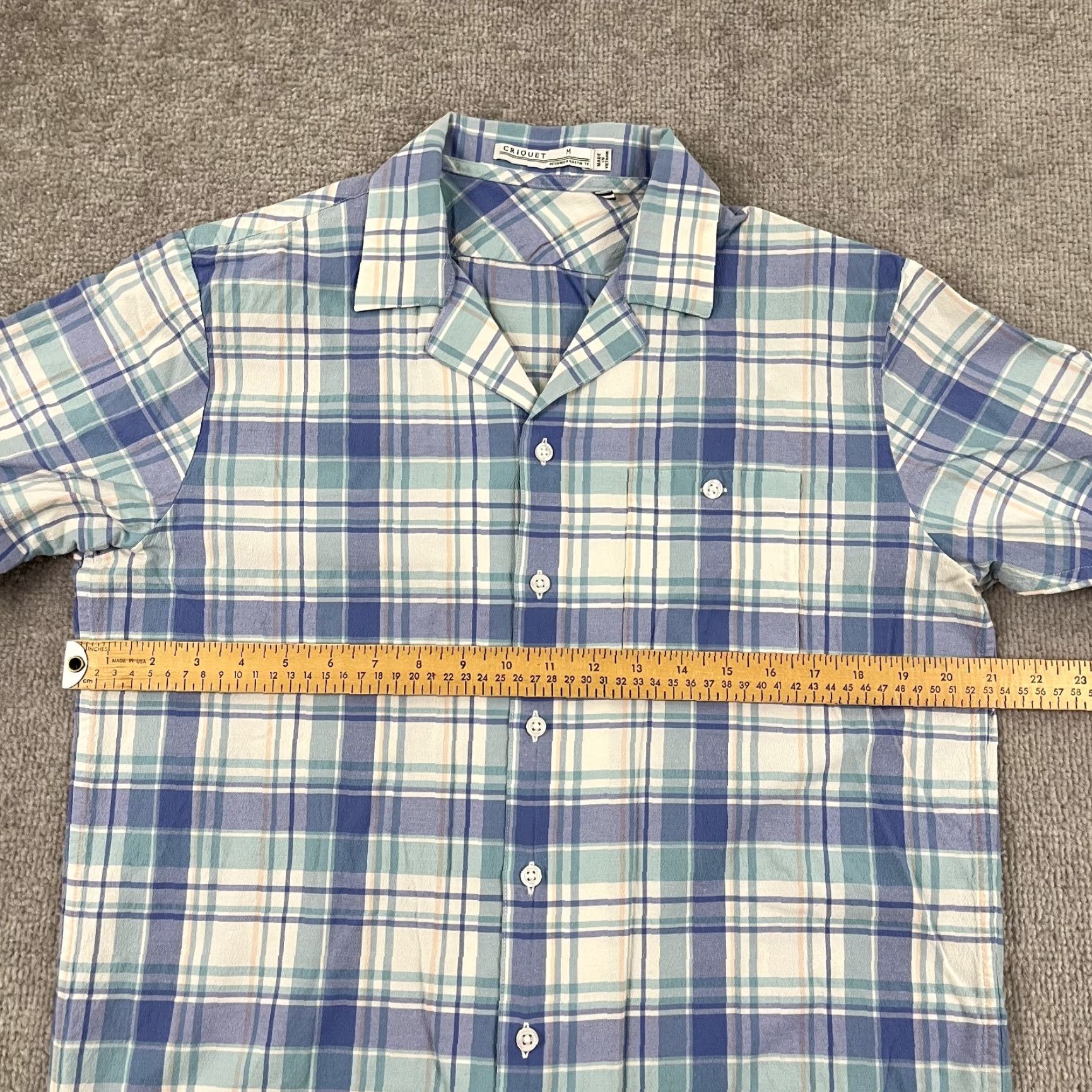 Vintage Criquet Shirt Mens M Blue White Plaid Performance Button Up Short Sleeve Shirt Size US M / EU 48-50 / 2 - 5 Thumbnail