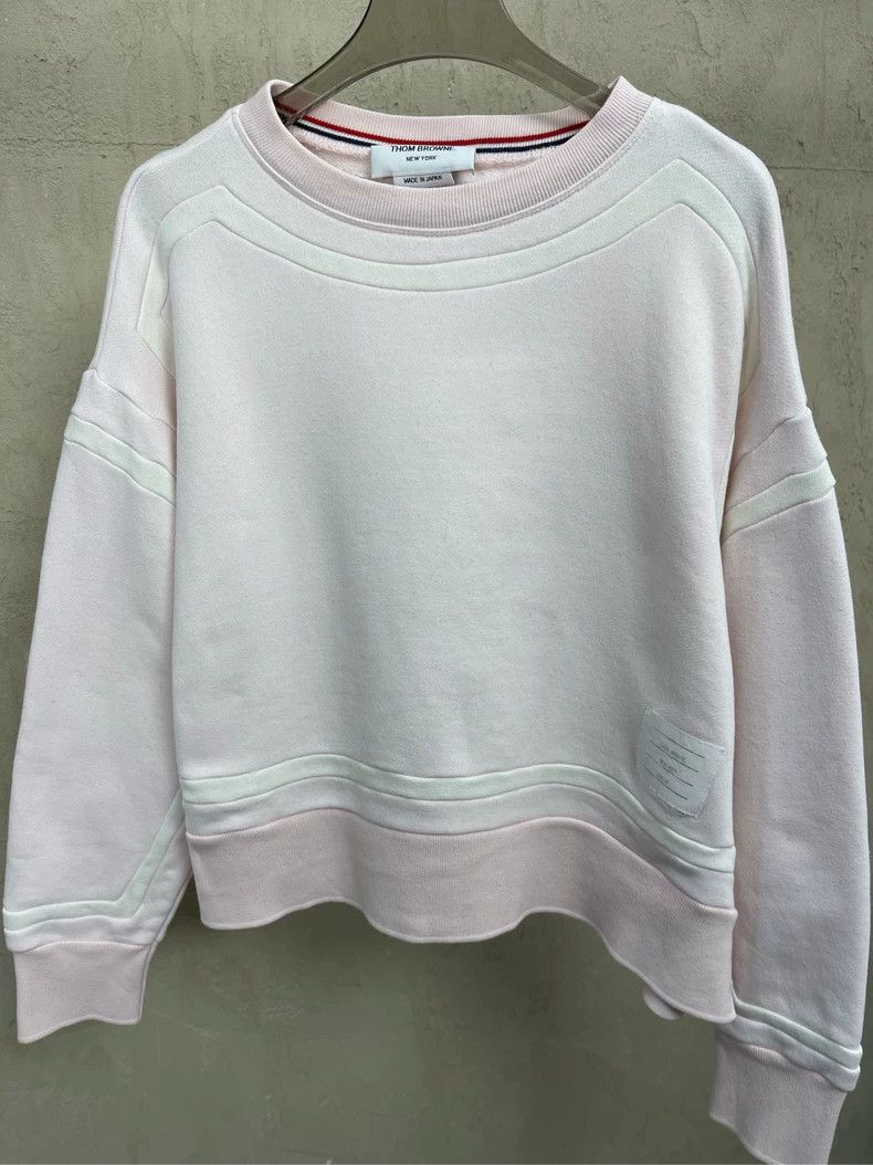 Thom Browne Thom browne Size 00 Light pink white striped round-neck sw Size XXS / US 00 / IT 34 - 3 Thumbnail