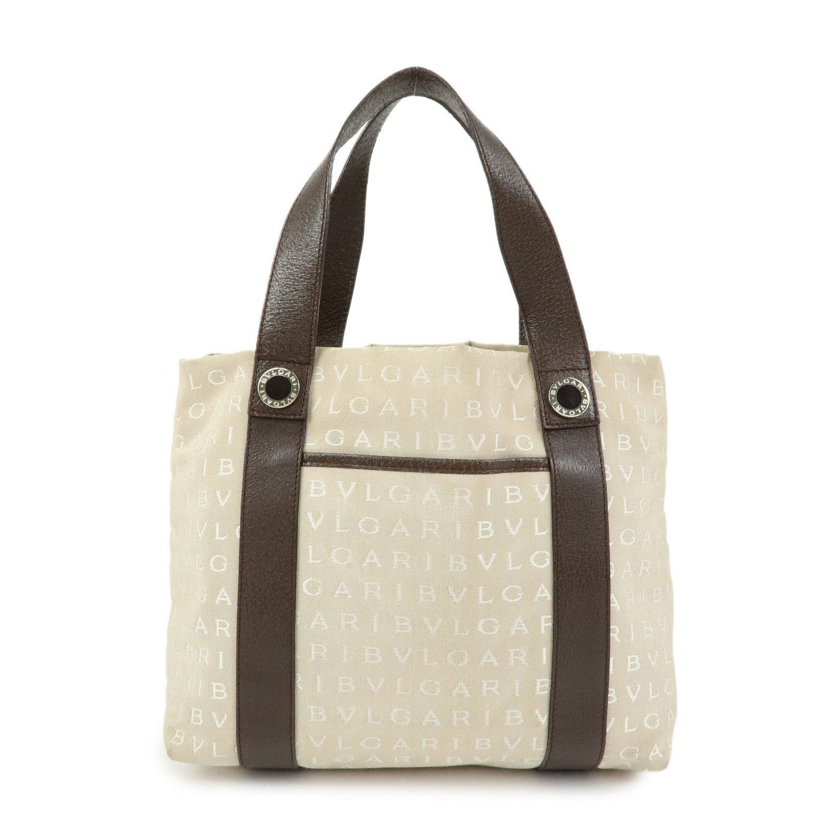 Bvlgari Bvlgari Logo Mania Canvas & Leather Tote Beige Size ONE SIZE - 1 Thumbnail