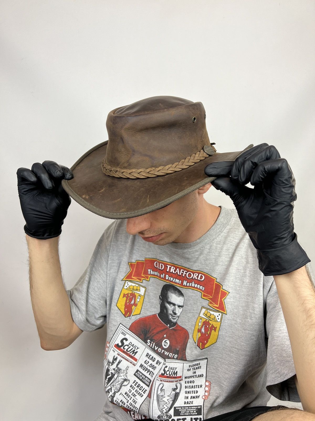 Other Vintage retro barmah leather cowboy punk rock western hat Size ONE SIZE - 4 Thumbnail