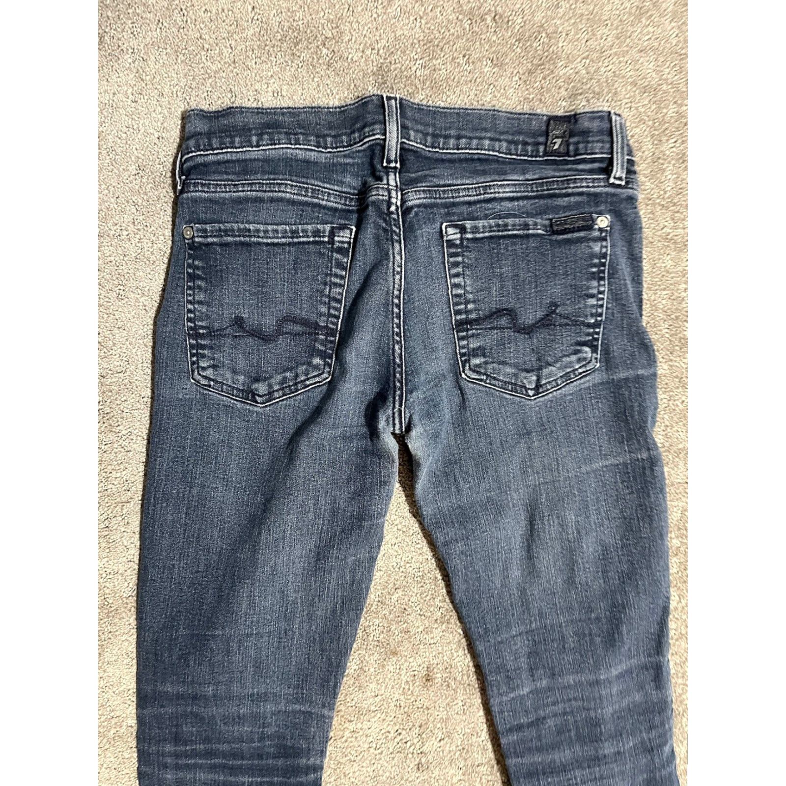 7 For All Mankind 7 For All Mankind Roxanne Women's Jeans Skinny Blue Wash Distressed 29 Blue Denim Cotton Blend 7 For All Mankind Brand Modern 2000s Womens Size ONE SIZE - 2 Thumbnail