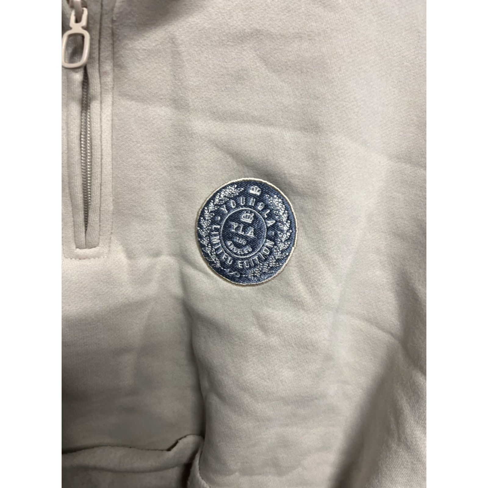 YoungLA VINTAGE Young LA Women’s Super Cropped Beige Quarter Zip Embroidered Medium Size M / US 6-8 / IT 42-44 - 2 Thumbnail