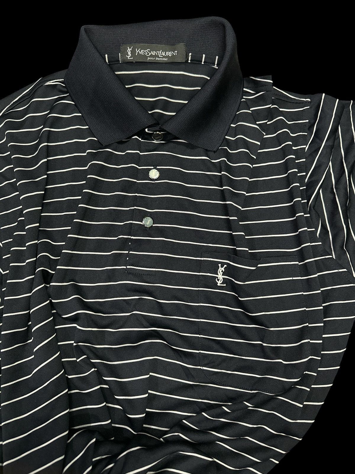 Saint Laurent Paris YsL💥Collar Tee Stripe Ysl Pour Homme 💥❗️ Size US XL / EU 56 / 4 - 7 Thumbnail