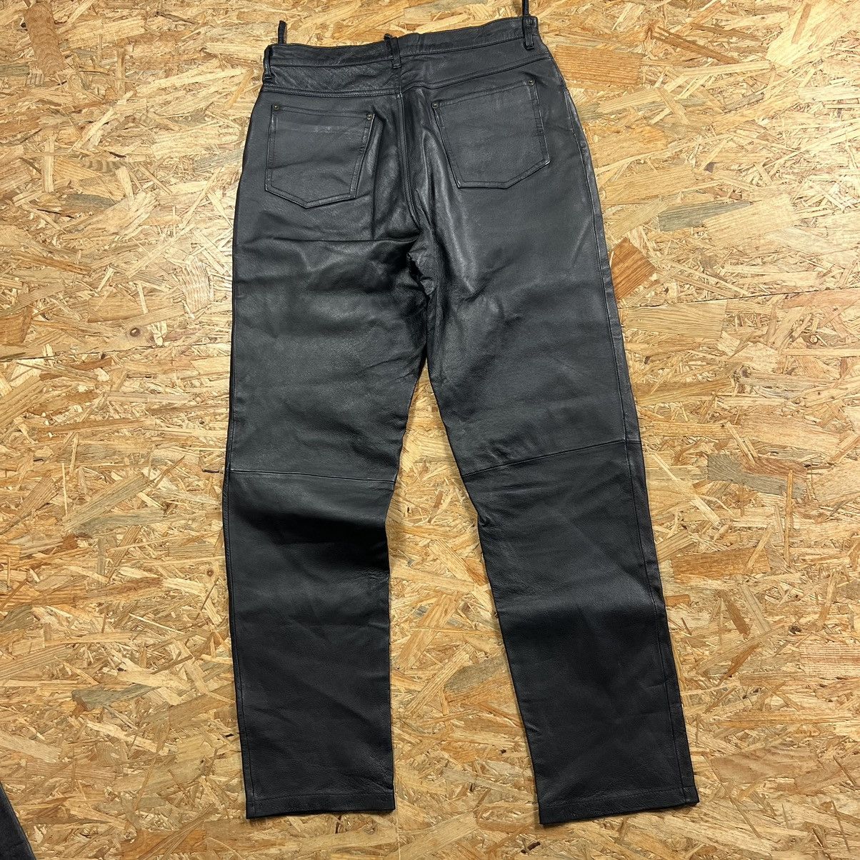 Genuine Leather × Playboi Carti × Vintage Playboi Carti Leather pants opium rave biker Y2K trousers Size US 32 / EU 48 - 2 Thumbnail