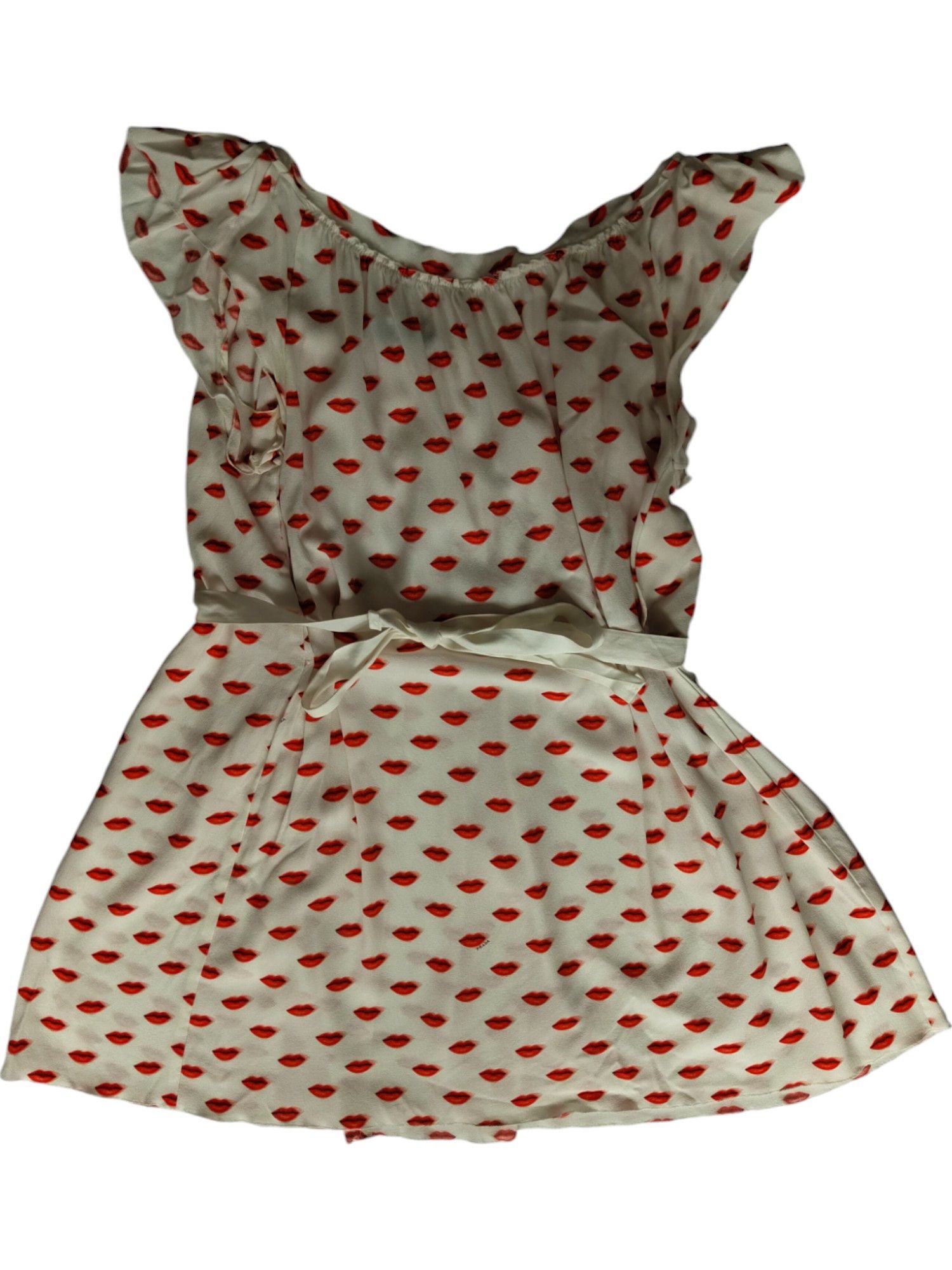 Prada Beige Dress With Overall Lips Pattern Size XS / US 0-2 / IT 36-38 - 4 Thumbnail