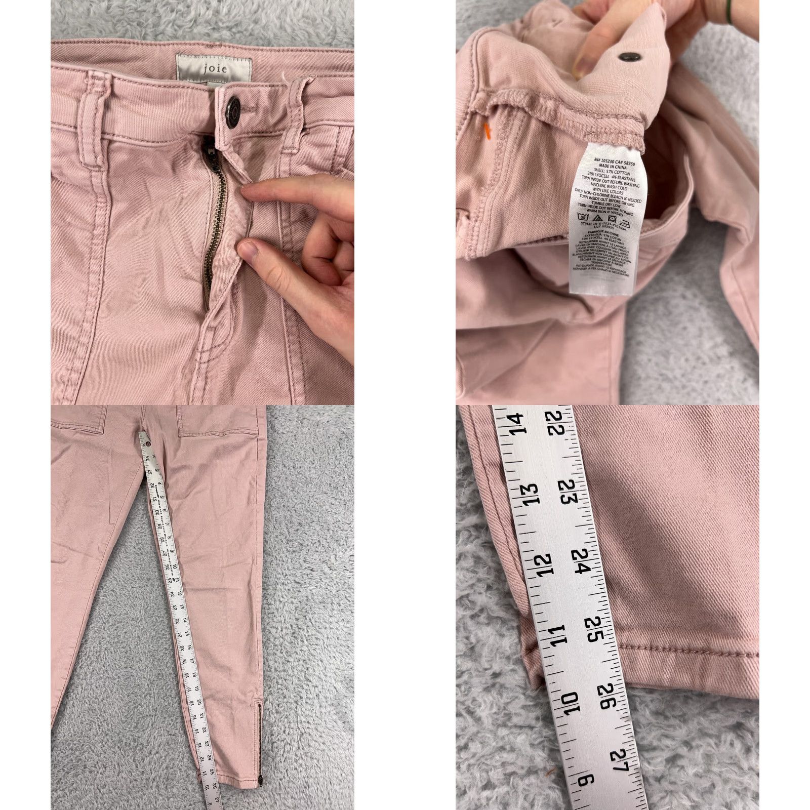 Joie JOIE Pink Denim Jeans 29 Womens Jeans Tapered Ankle Zip 5-Pocket Denim Jeans with Belt Loops Size 29" - 8 Thumbnail