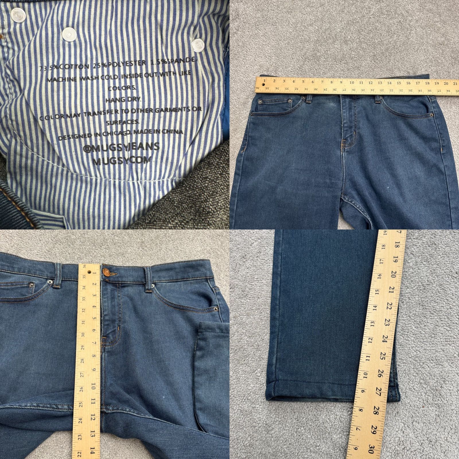 Denime Mugsy Woodys Denim Jeans Men 36x32 Dark Wash Straight Flex Stretch Lined Size US 36 / EU 52 - 9 Thumbnail