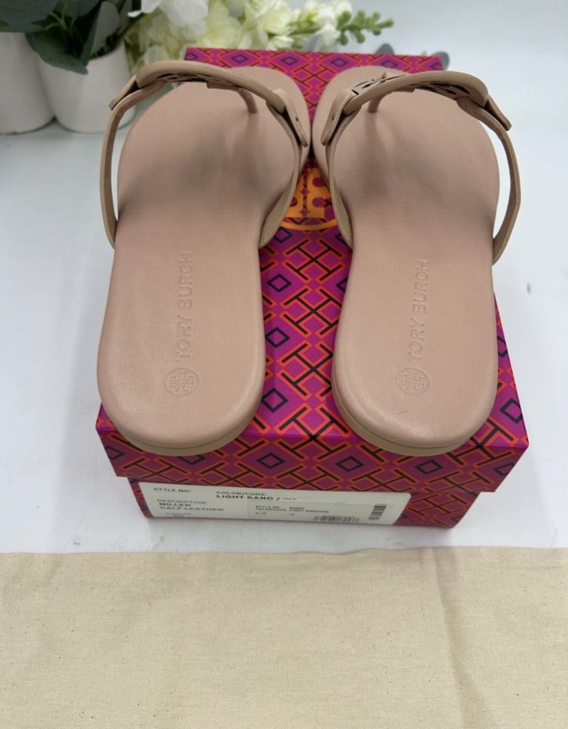 Tory Burch TORY BURCH MILLER calf leather sandals light sand size 10 Size US 10 / IT 40 - 7 Thumbnail