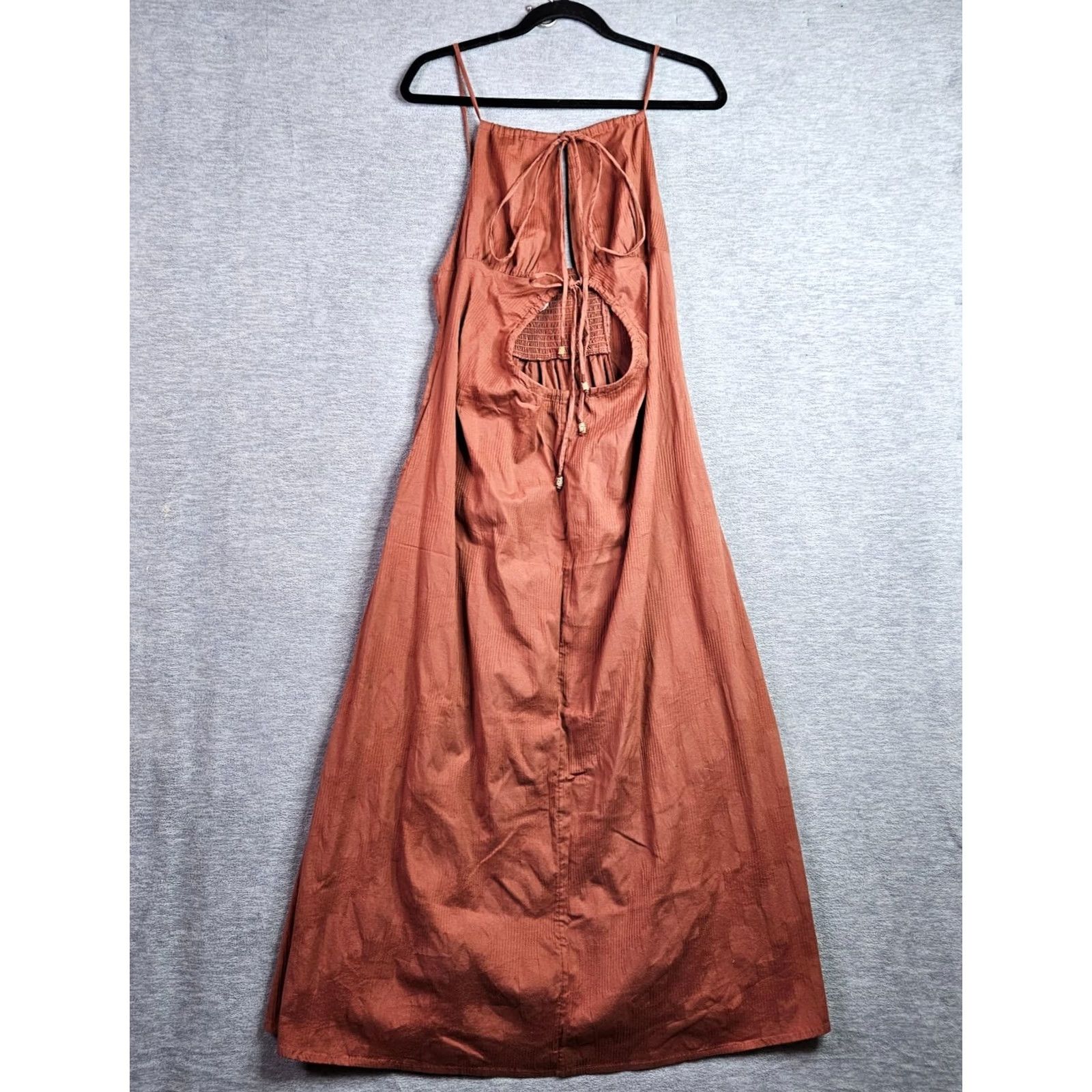 Free People Free People G.N.O. Maxi Dress Women’s Small Rust Boho Open Back Smocked Dress Sleeveless Halter A-Line Maxi Size S / US 4 / IT 40 - 2 Thumbnail