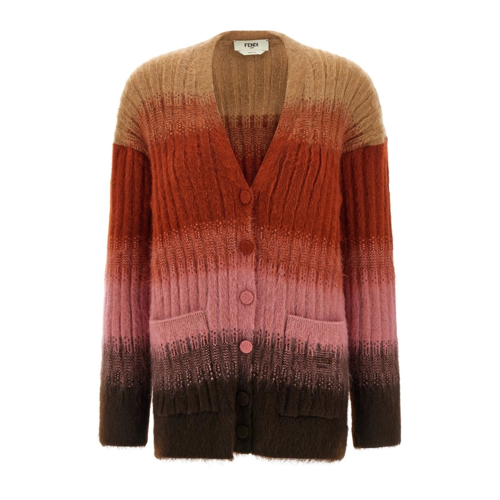 FENDI $3250 Multicolor Mohair Cardigan New & Authentic (Wome