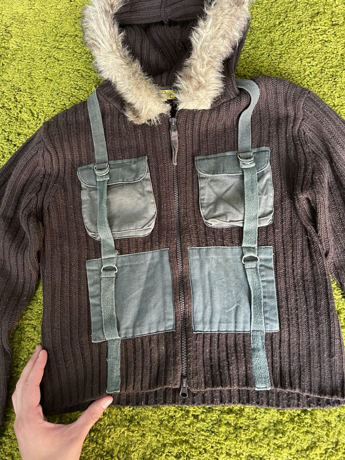 Designer × Vintage Y2K vintage ribbed opium fuzzy fur hood sweater Japanese Size S / US 4 / IT 40 - 5 Thumbnail