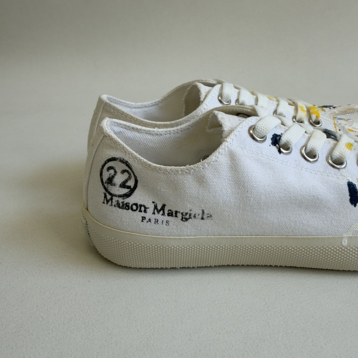 Maison Margiela S/S 19 ‘Paint Splat’ Canvas Tabi Sneakers Size US 7 / IT 37 - 11 Thumbnail
