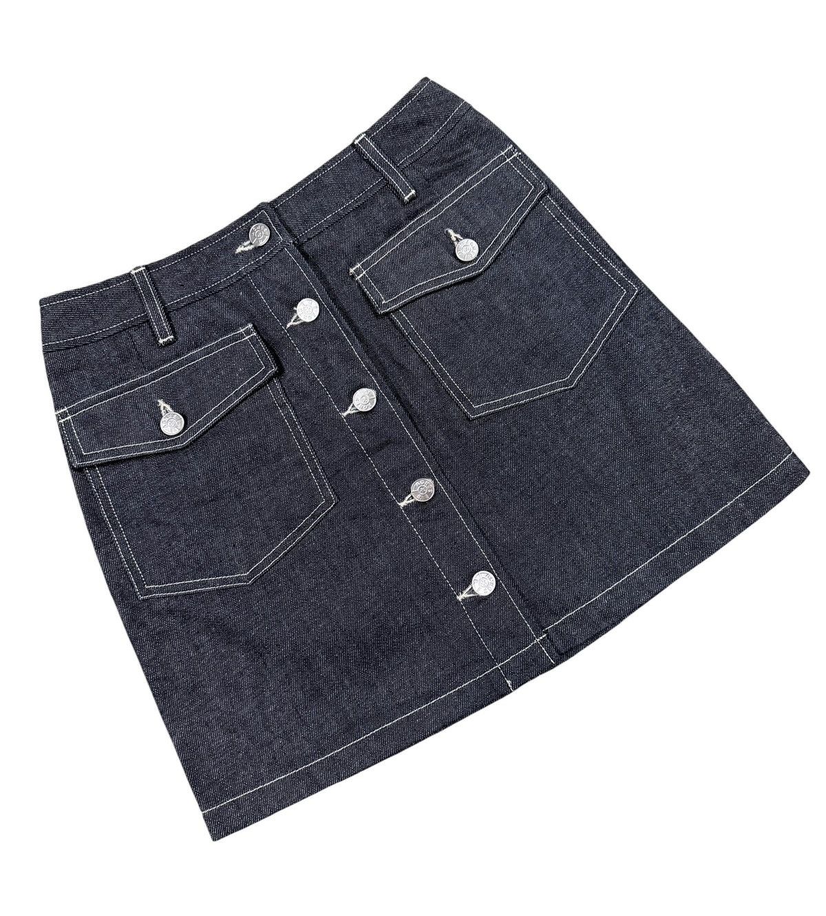 agnes b. Vtg🔥agnes.b Raw Indigo denim Mini Skirt Made In France Size 25" / US 0 / IT 36 - 7 Thumbnail