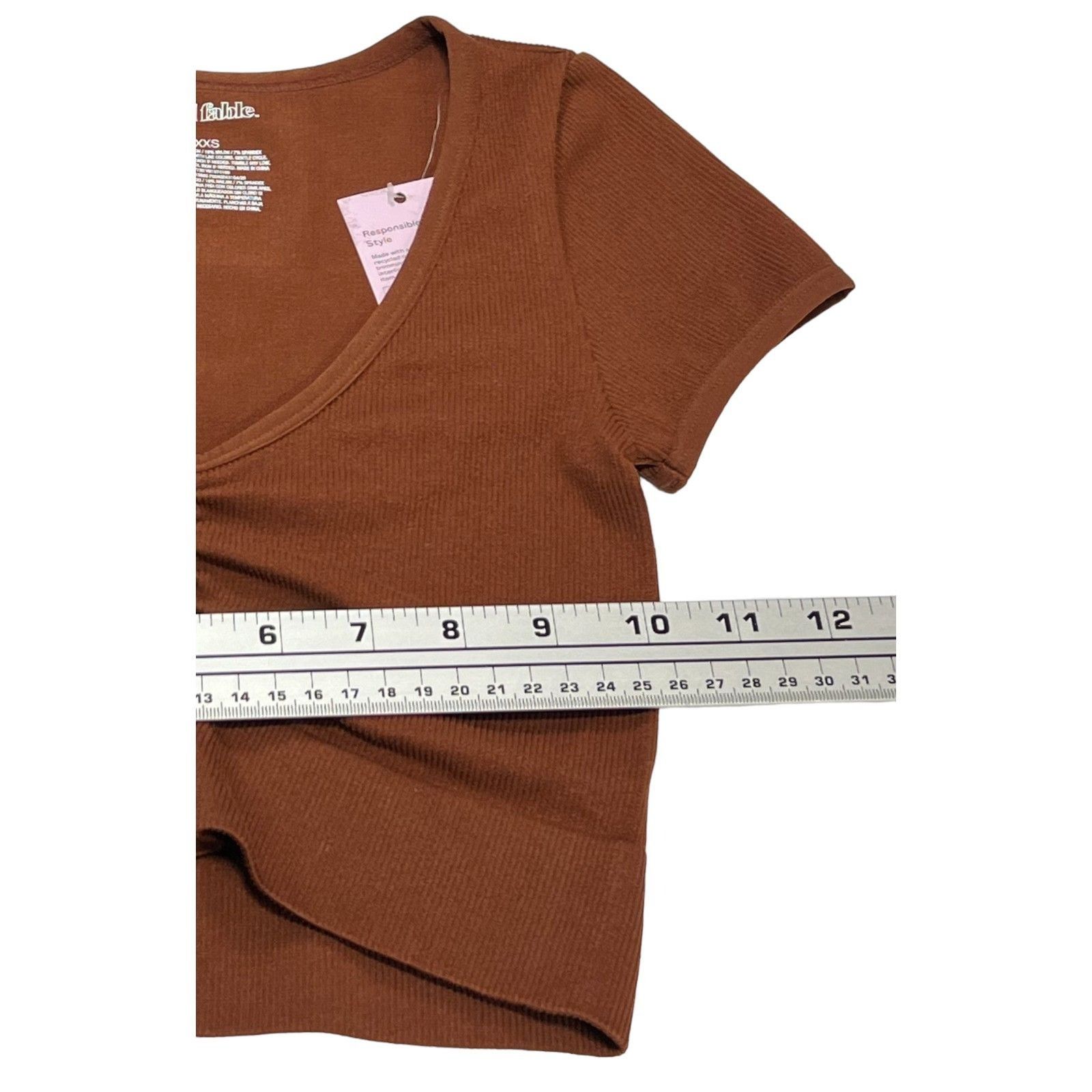 Other Wild Fable - Women's V-Neck Short Sleeve Top - Brown - XXS Size XXS / US 00 / IT 34 - 4 Thumbnail