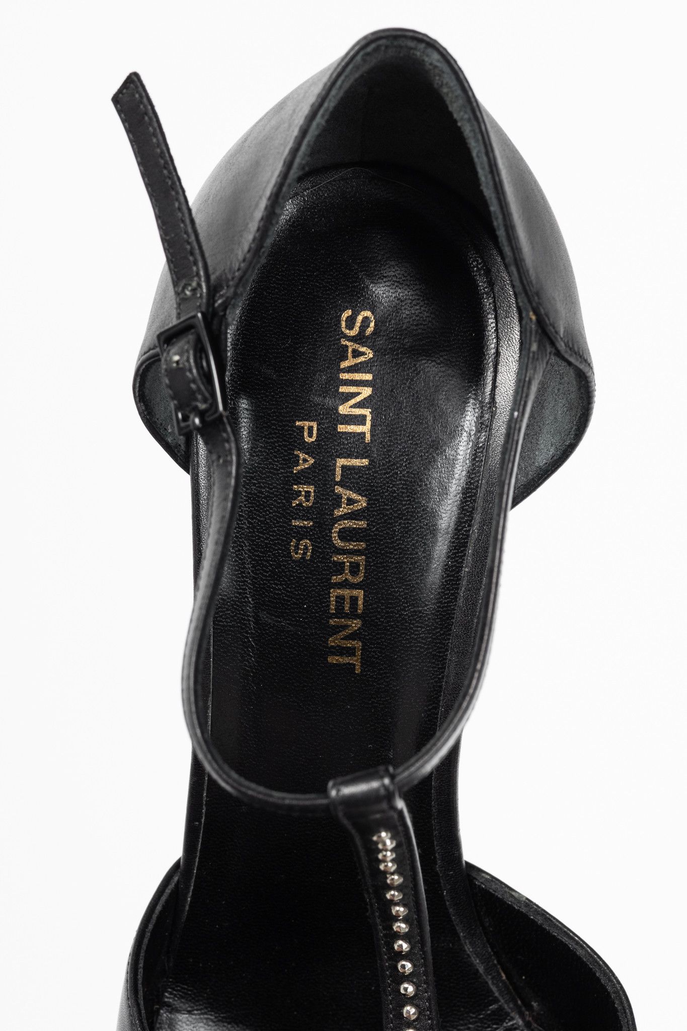Saint Laurent Paris Saint Laurent Classic Janis 105 Leather Stud T-Strap Pumps Size US 6 / IT 36 - 9 Thumbnail