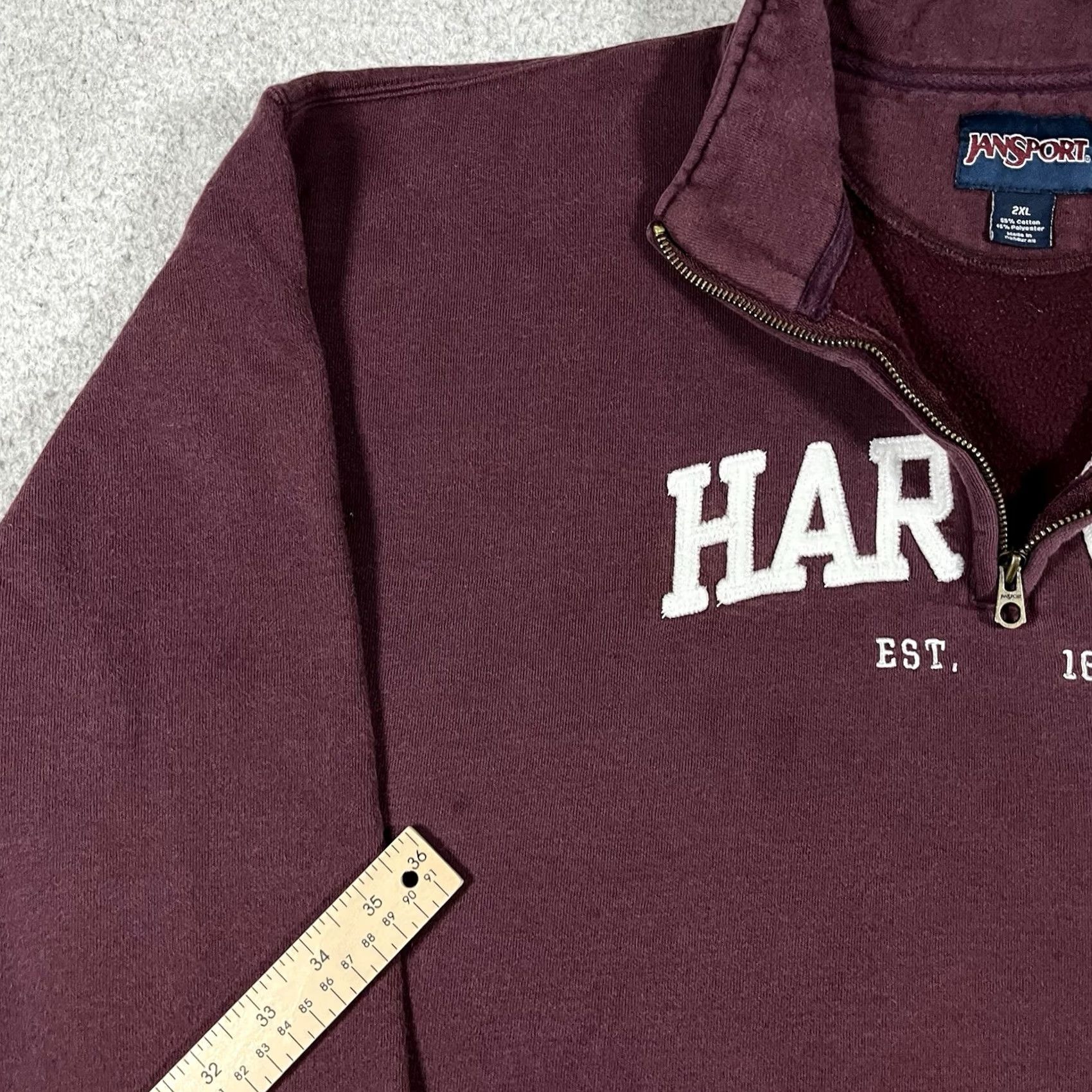 Jansport VINTAGE Harvard 1/4 Zip Pullover Mens 2XL Sweatshirt Embroidered JanSport 90s Size US XXL / EU 58 / 5 - 3 Thumbnail