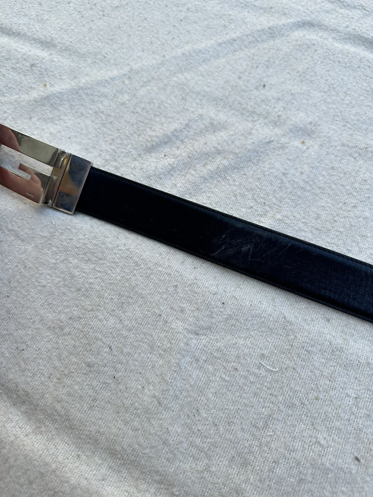Gucci Belt Vintage G Classic Buckle Logo Black Leather