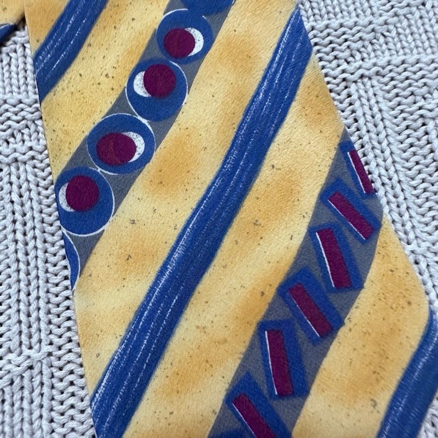 Oleg Cassini Oleg Cassini yellow and blue striped Italian silk tie Size ONE SIZE - 2 Thumbnail