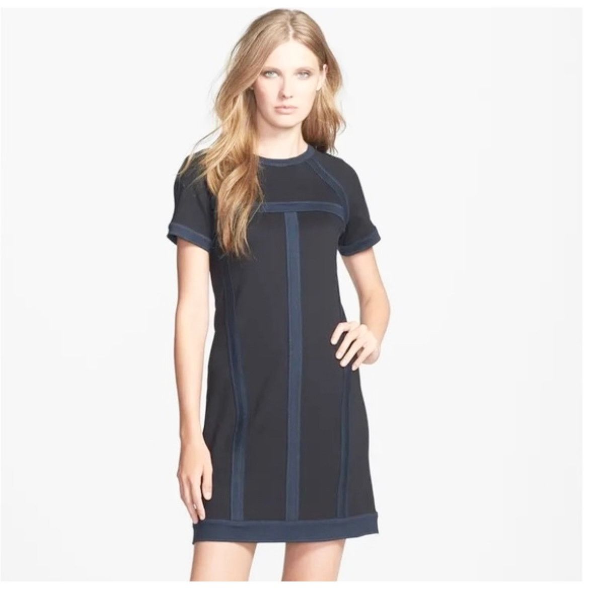Marc by Marc Jacobs Marc by Marc Jacobs Black Blue Crewneck Shift Mini Dress Size M / US 6-8 / IT 42-44 - 1 Thumbnail