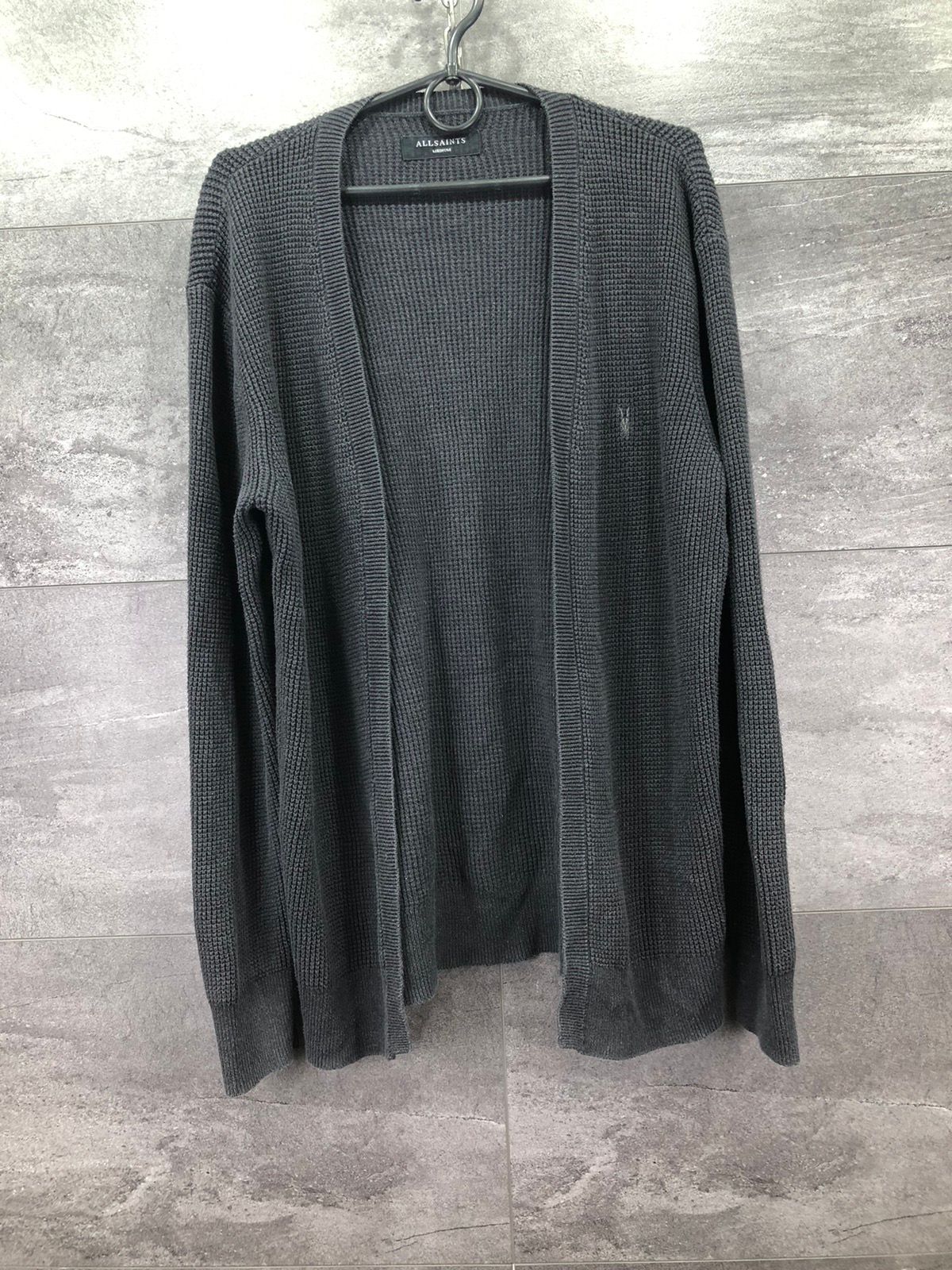 Pre-owned Allsaints Trias Men's Sweater Cardigan In Grey