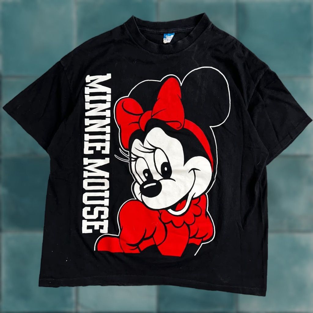 Disney Minnie Mouse 80s AOP VTG T Shirt Big Print Mickey 4XL Black Rap Style Shirt Men Vintage 80s Disney Minnie Mouse T-Shirt Black 4XL Rag?