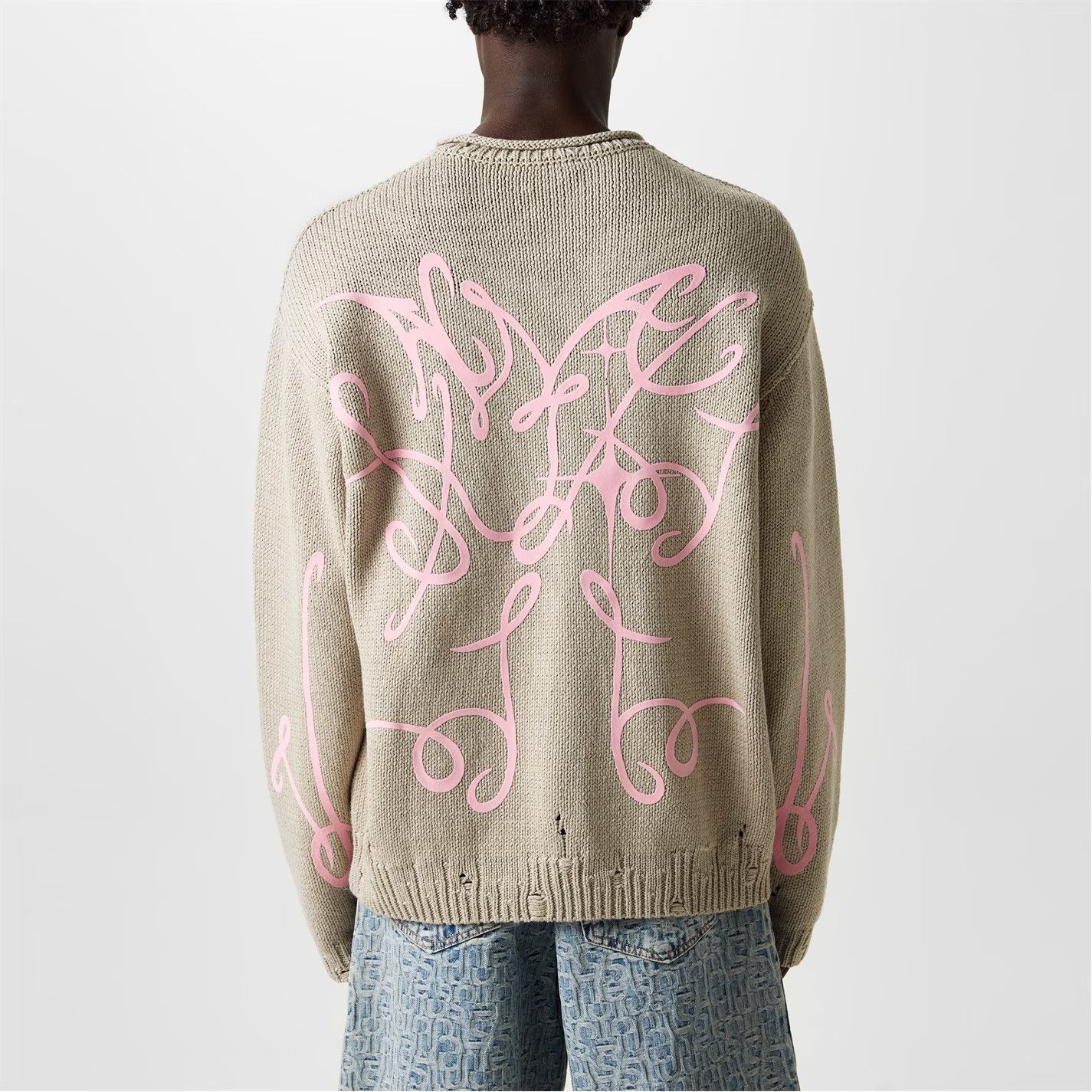 Acne Studios o1g2r1mq0825 Distressed Jumper in Beige/Pink Size US M / EU 48-50 / 2 - 4 Thumbnail