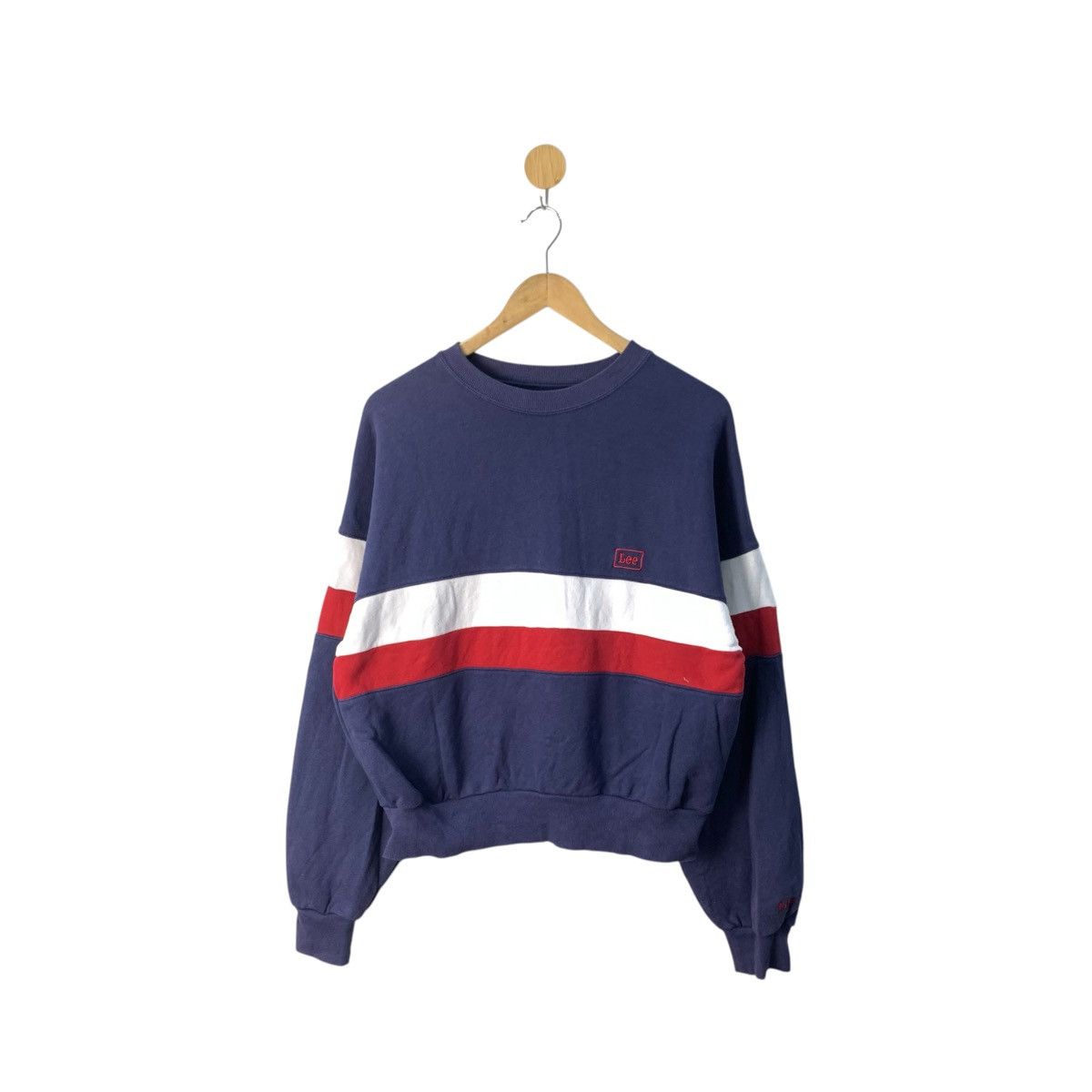 Levi's × Vintage Vtg Lee 90s Sweatshirt Striped Navy blue Small Baggy Size M / US 6-8 / IT 42-44 - 1 Thumbnail