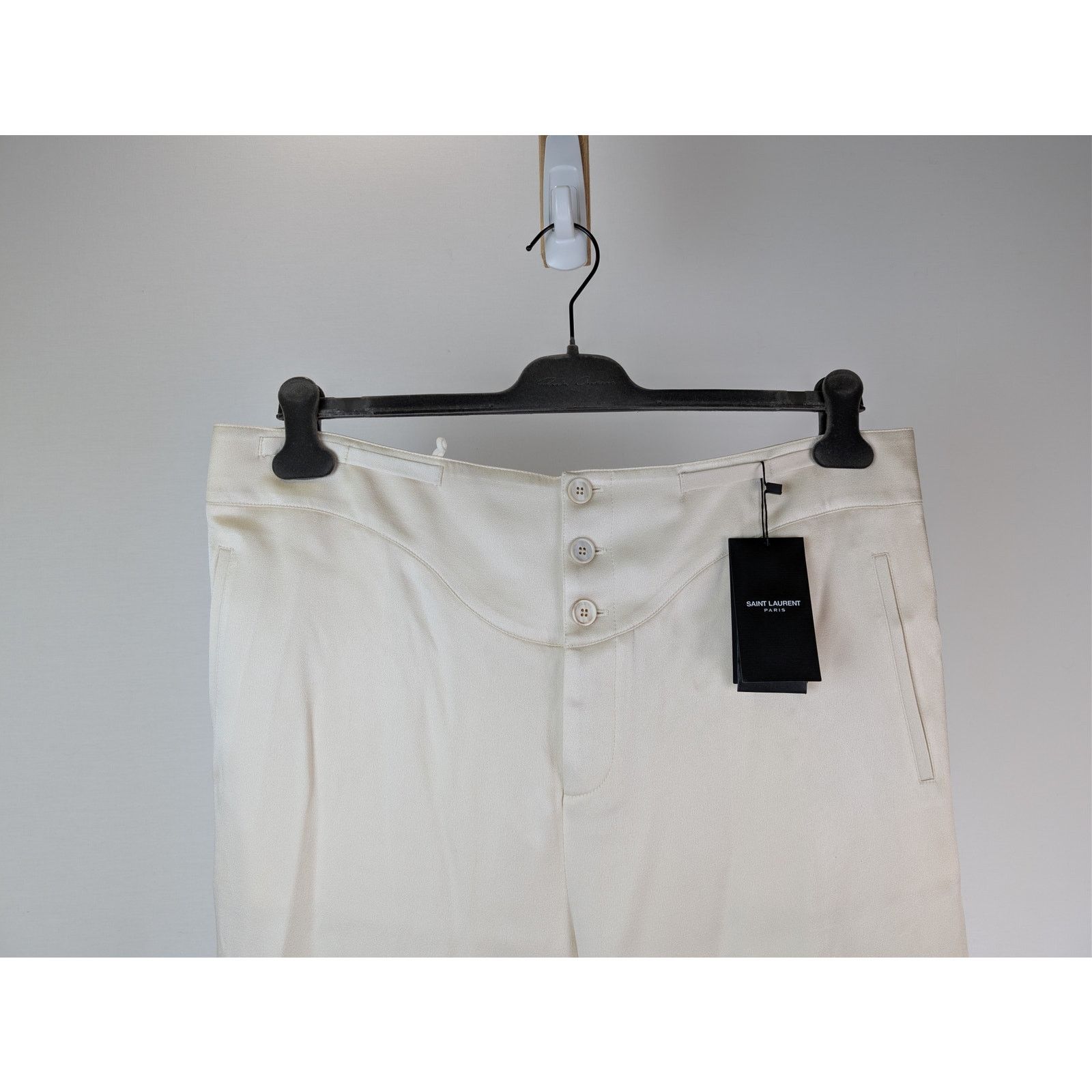 Saint Laurent Paris o1rshd1 Satin Crepe Pants in Craie Size US 38 / EU 54 - 3 Thumbnail