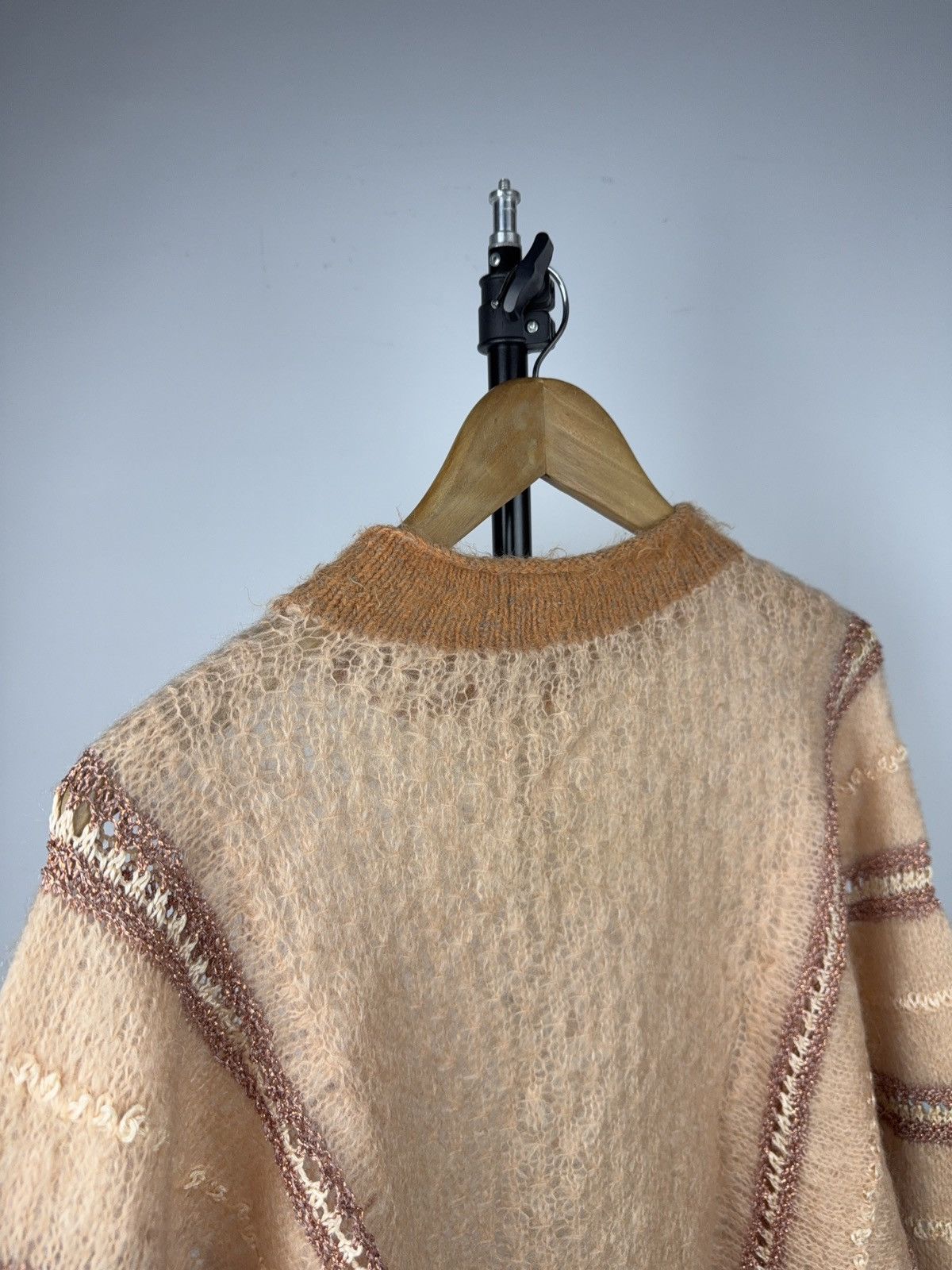 Japanese Brand Vintage Avant Garde Mohair Knit Sweater Sheer Panel Design Size M / US 6-8 / IT 42-44 - 7 Thumbnail