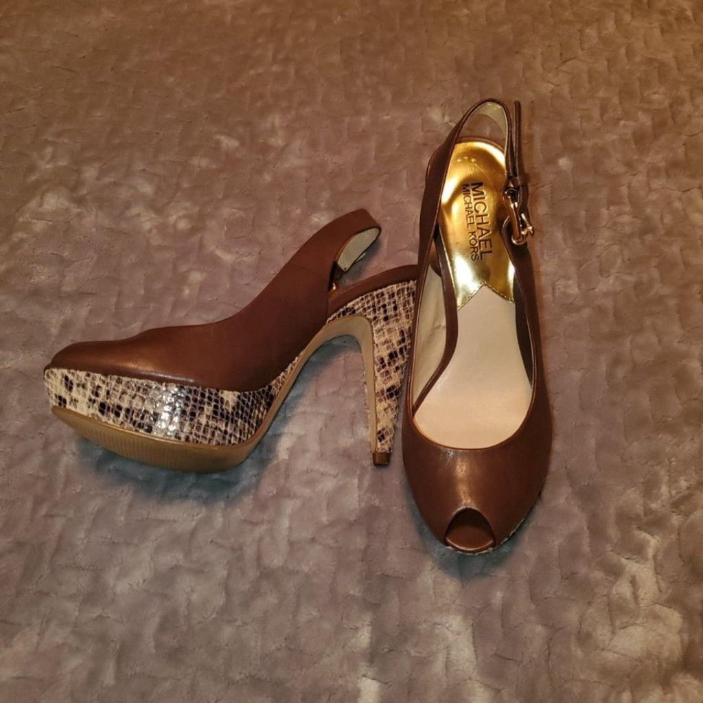 Michael Kors 🌸Michael Kors Snakeskin Slingback Heels! Size 6.5 Size US 6.5 / IT 36.5 - 3 Thumbnail