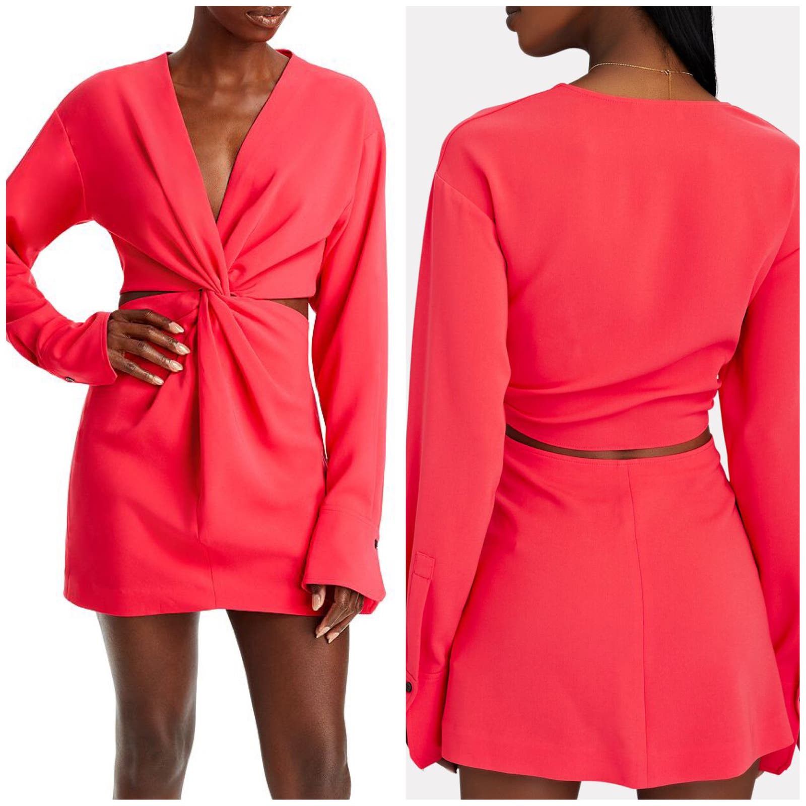 image of A L C New A.l.c Zoey Twist-Front Crepe Mini Dress Red / Hot Pink, Women's (Size XS)