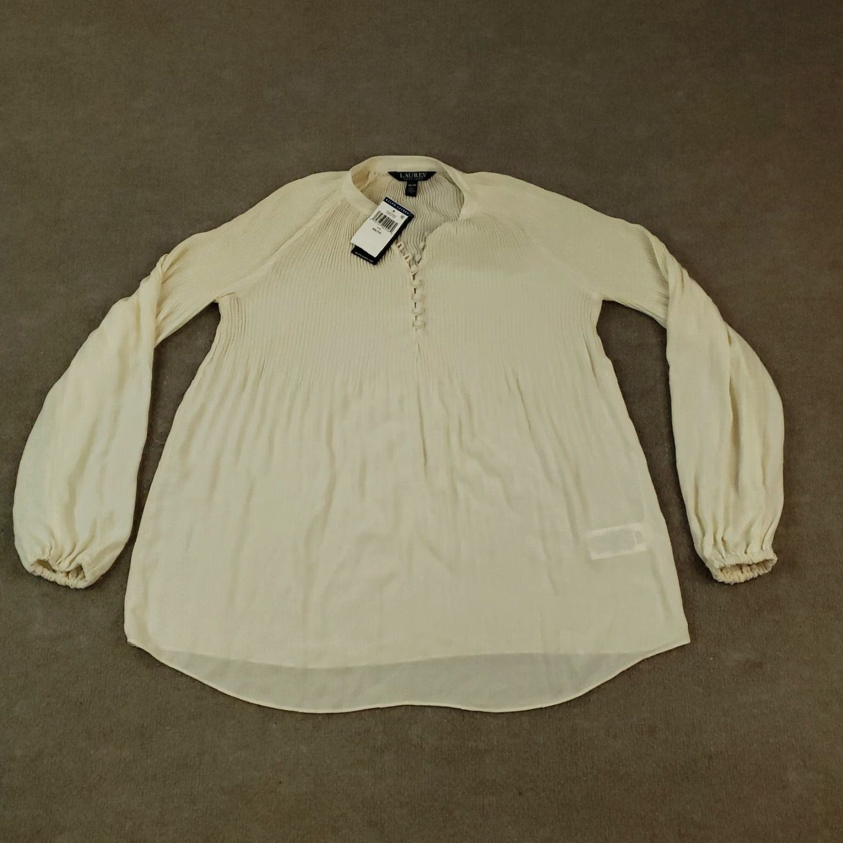 Ralph Lauren VINTAGE Lauren Ralph Lauren Shirt Womens XS Beige Long Sleeve Sheer Button-Up Casual Preppy Classic Size XS / US 0-2 / IT 36-38 - 2 Thumbnail