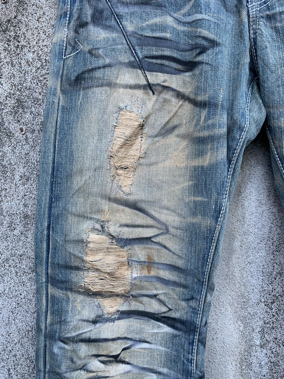 Japanese Brand Distressed washed denim - Original factory made Size US 30 / EU 46 - 10 Thumbnail
