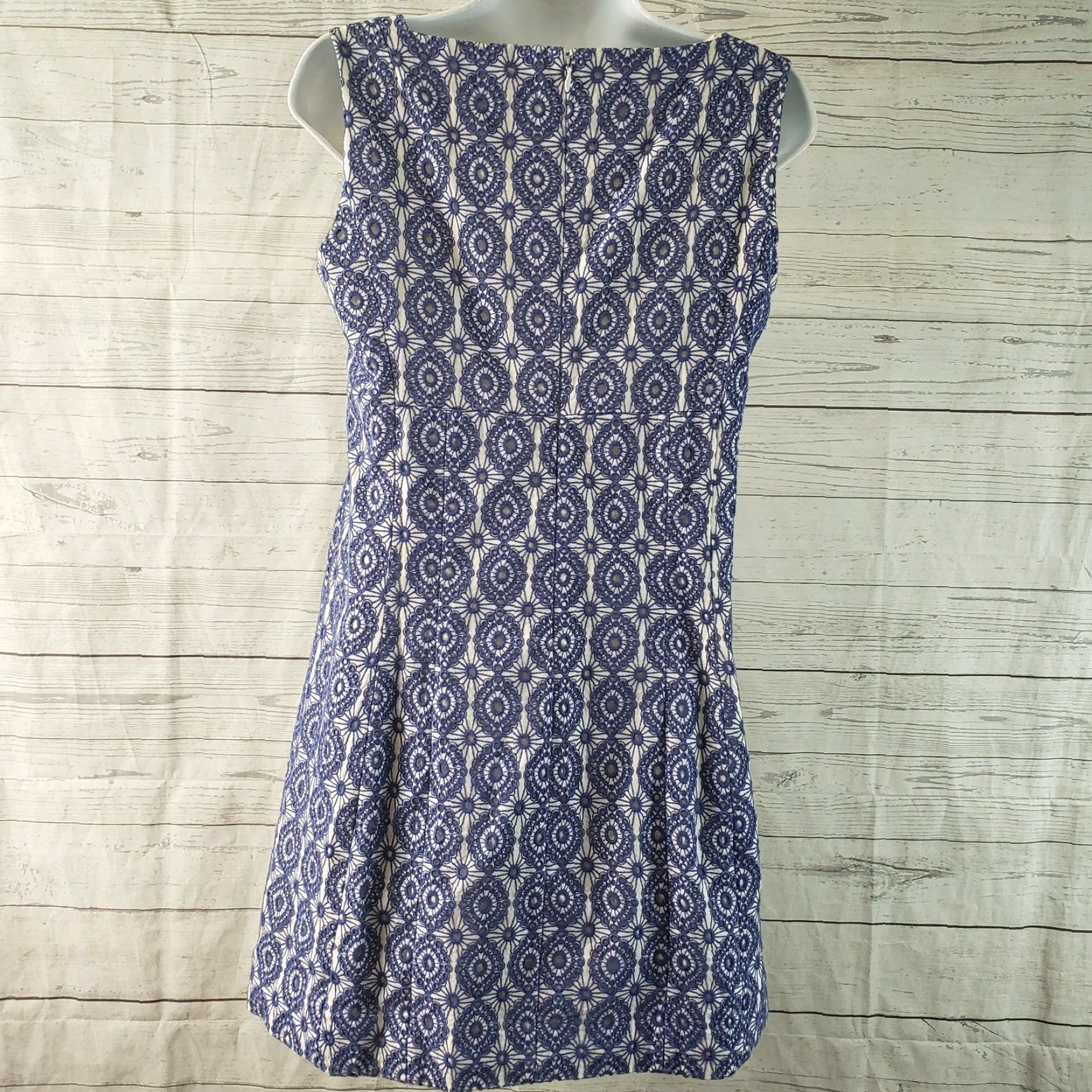 Vintage Kachel Womens Dress Sz 10 Blue/Purple White Embroidered Cutouts Sleeveless Dress Size L / US 10 / IT 46 - 4 Thumbnail