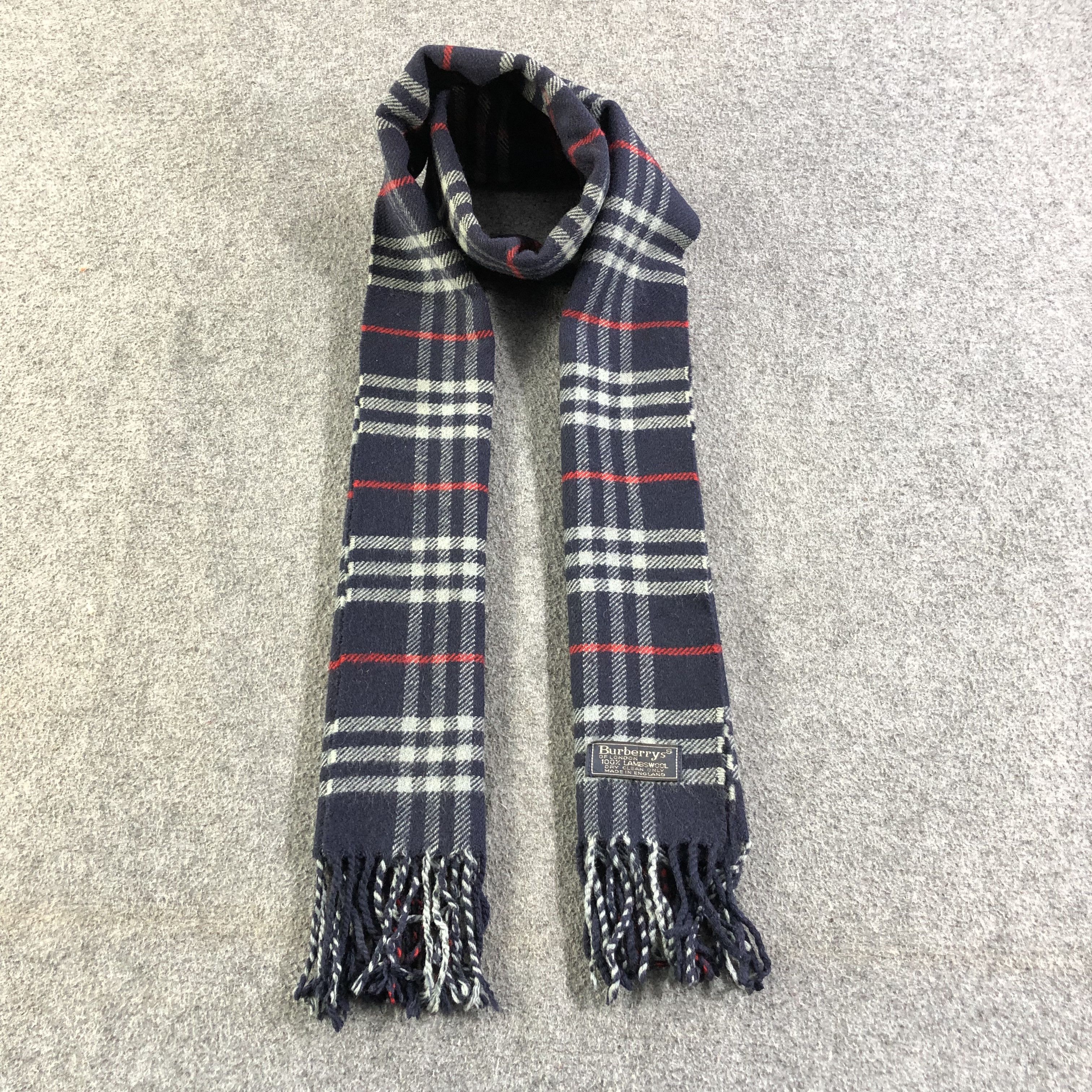 Burberry Burberrys Nova Check Blue Wool Scarf Muffler V1351 Size ONE SIZE - 1 Thumbnail
