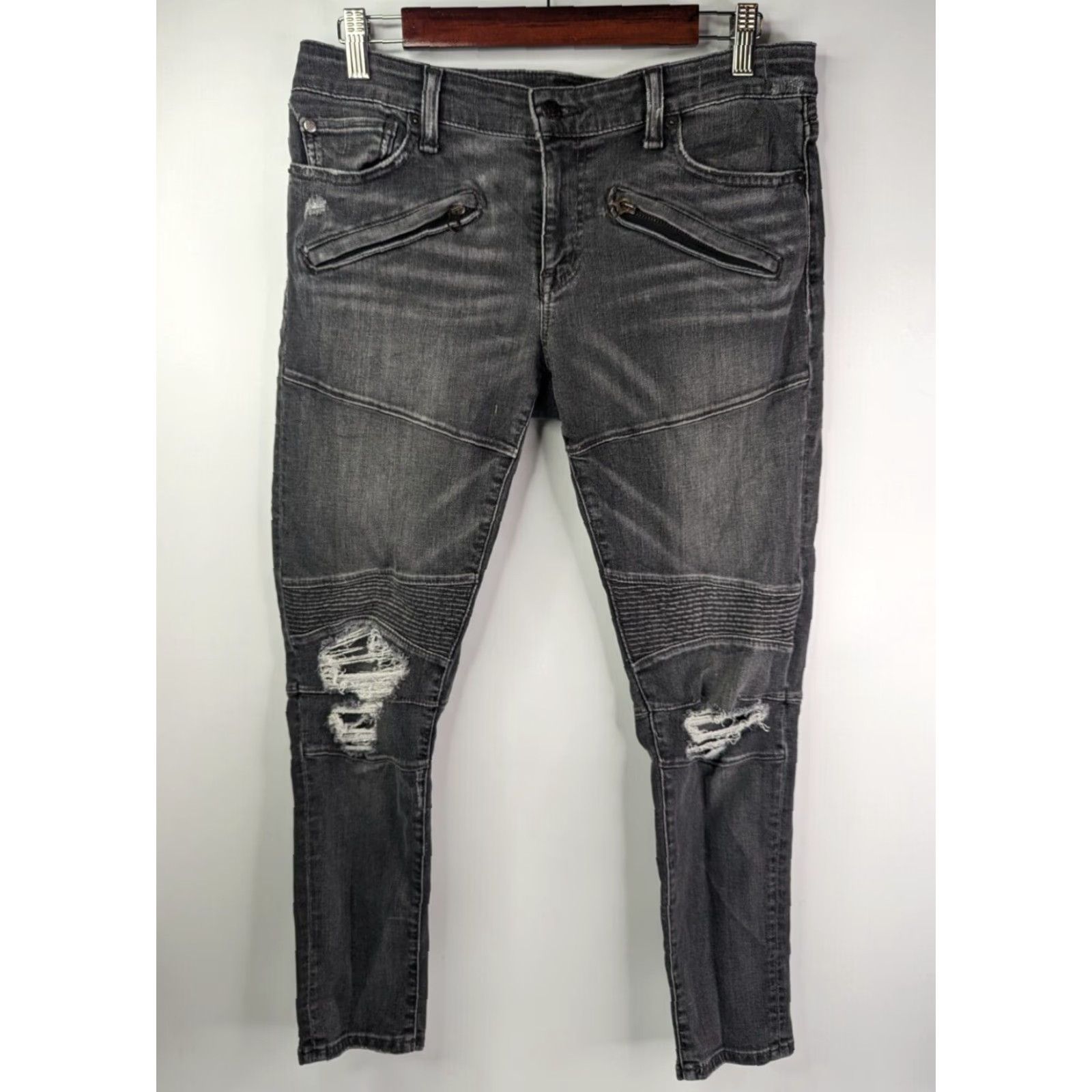 Ralph Lauren VINTAGE Denim & Supply Ralph Lauren Distress Hutton Moto Biker Morgan Crop Skinny Jeans Denim & Supply Ralph Lauren Size 24" / US 00 / IT 34 - 2 Thumbnail
