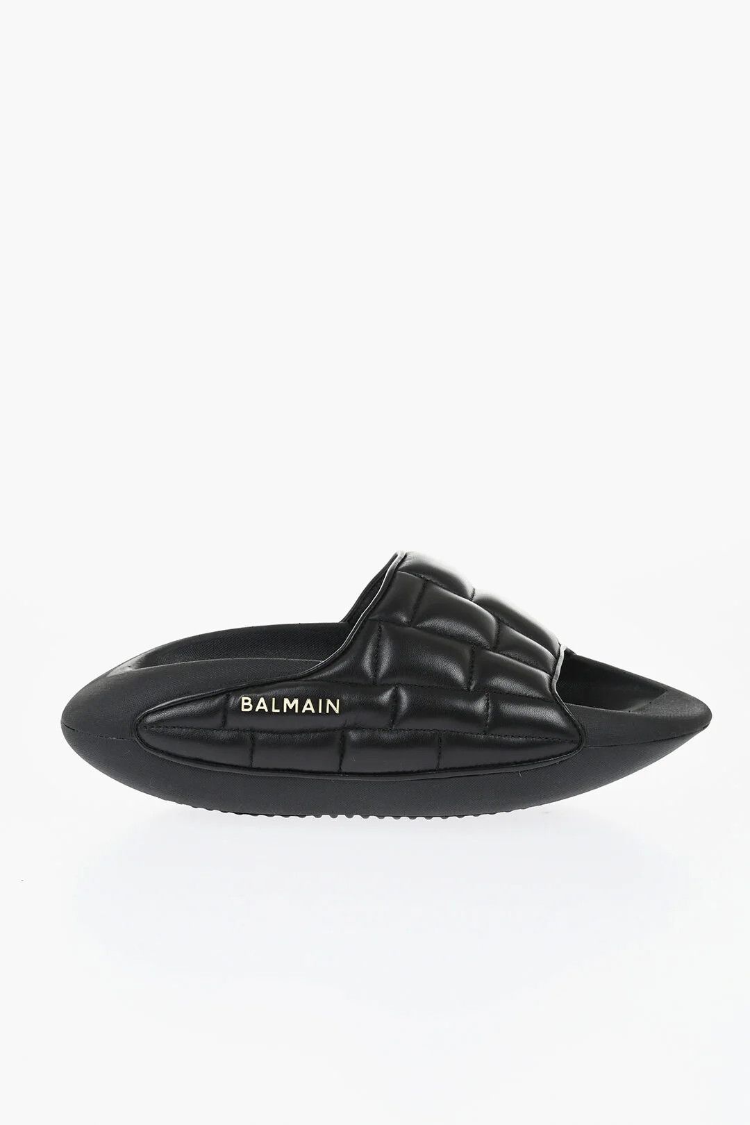 Balmain og1mm0326 Quilted Leather Sandals in Black Size US 7 / IT 37 - 1 Thumbnail
